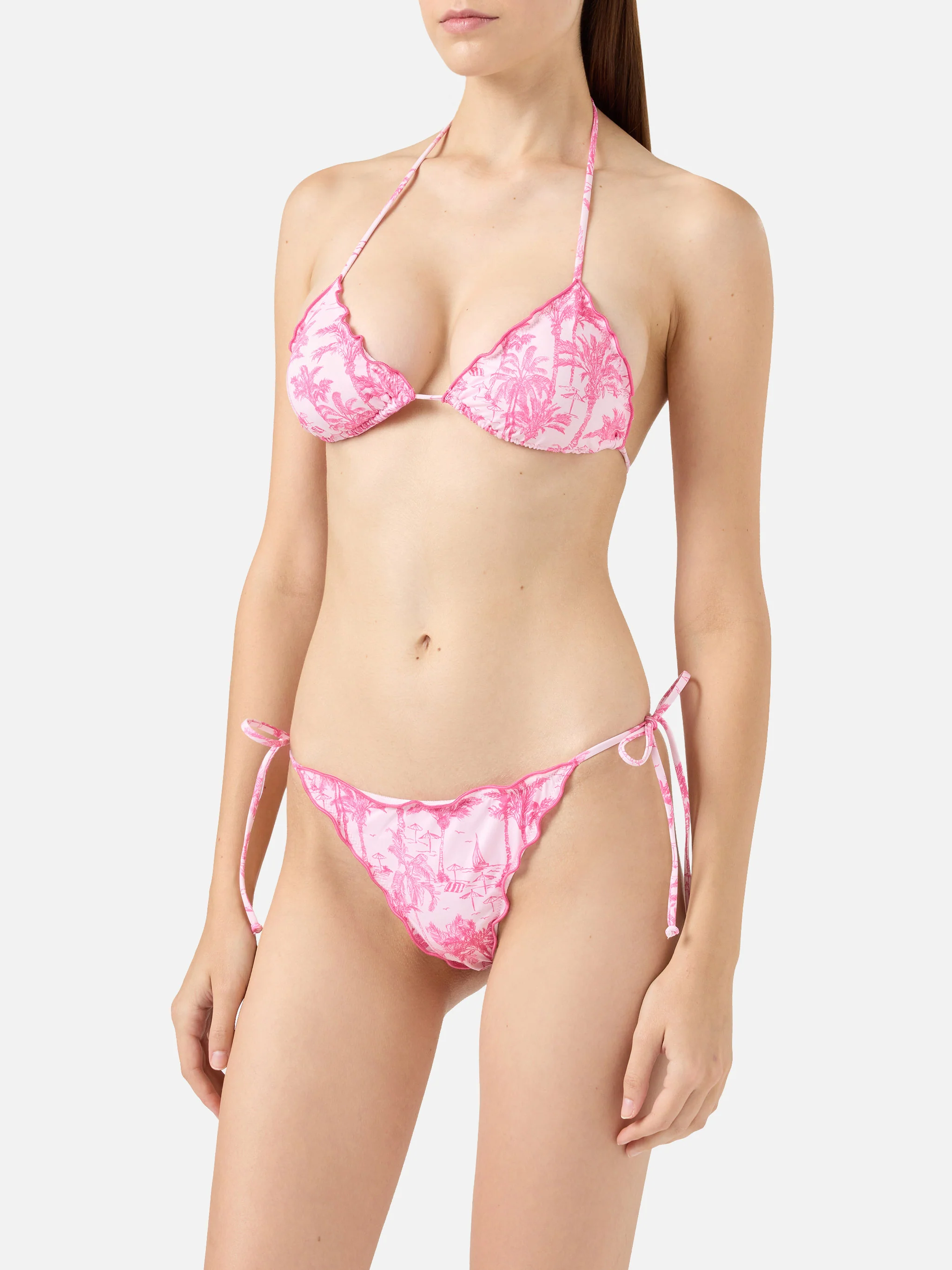 Bikini a triangolo classico Sagittarius Miami con stampa toile de jouy - Image 2