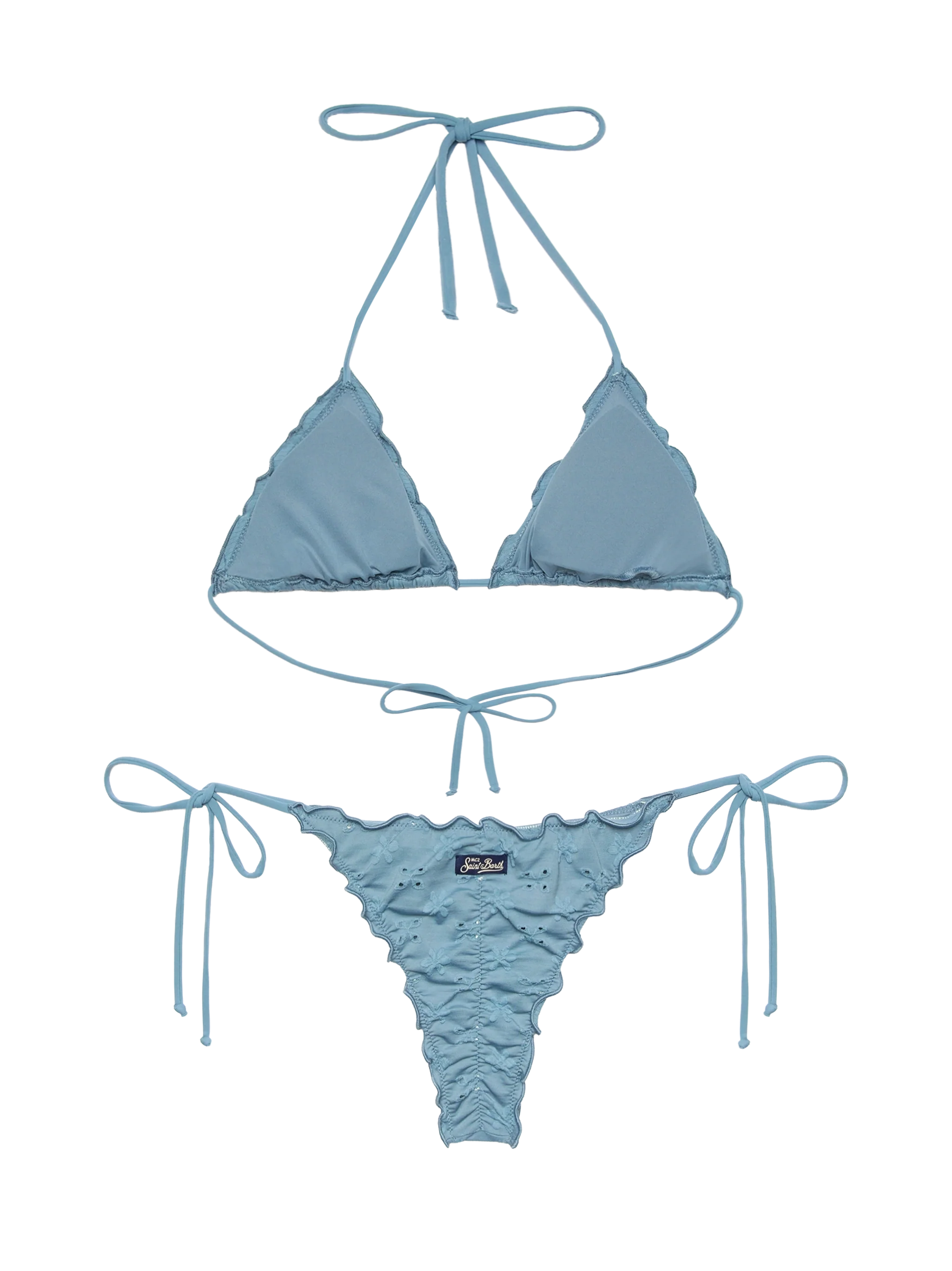 Bikini a triangolo classico Sagittarius Miami  in sangallo color avio - Image 4