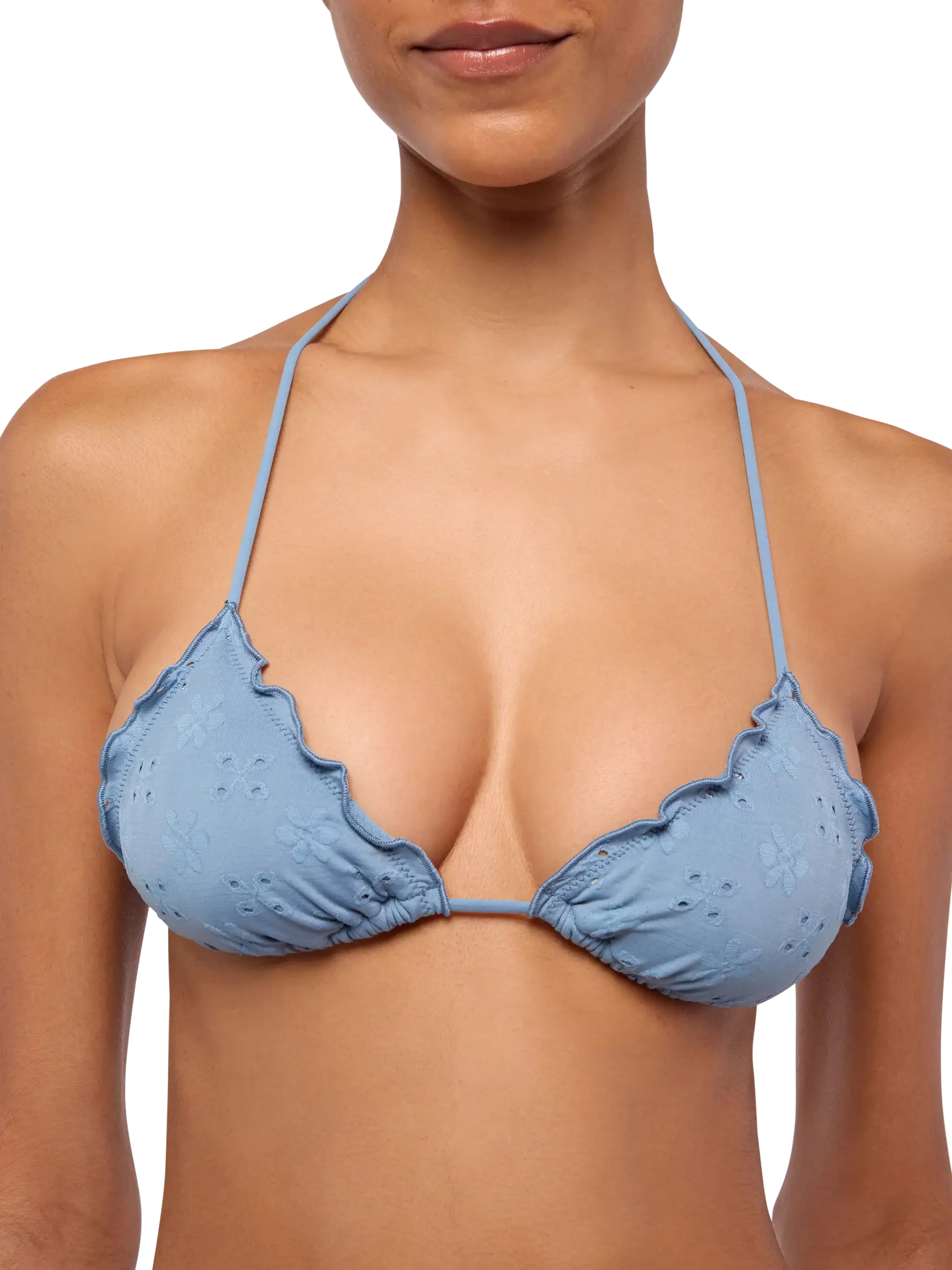 Bikini a triangolo classico Sagittarius Miami  in sangallo color avio - Image 6