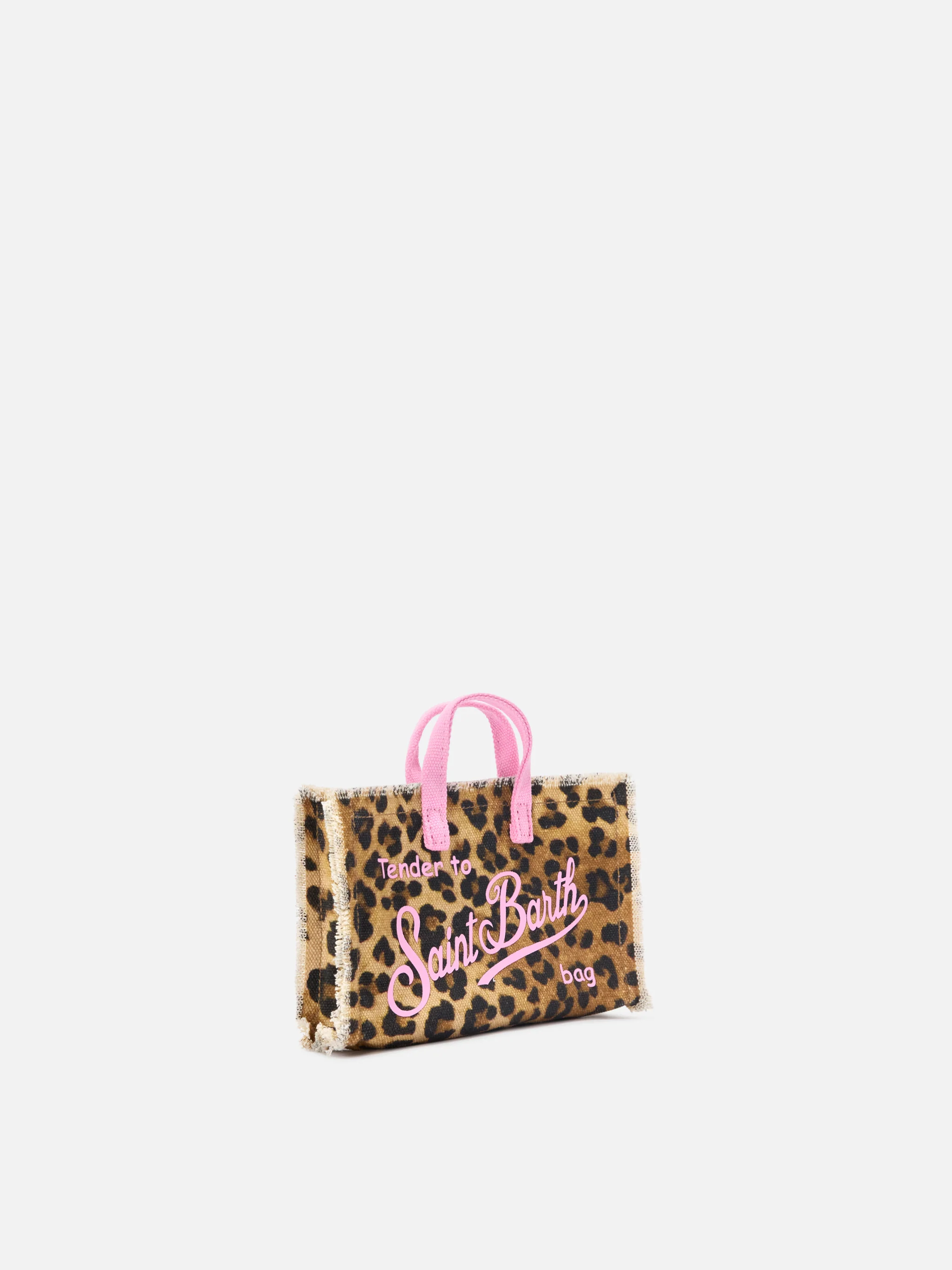 Borsa Phone micro in canvas con fantasia leopardata e logo rosa a contrasto - Image 2