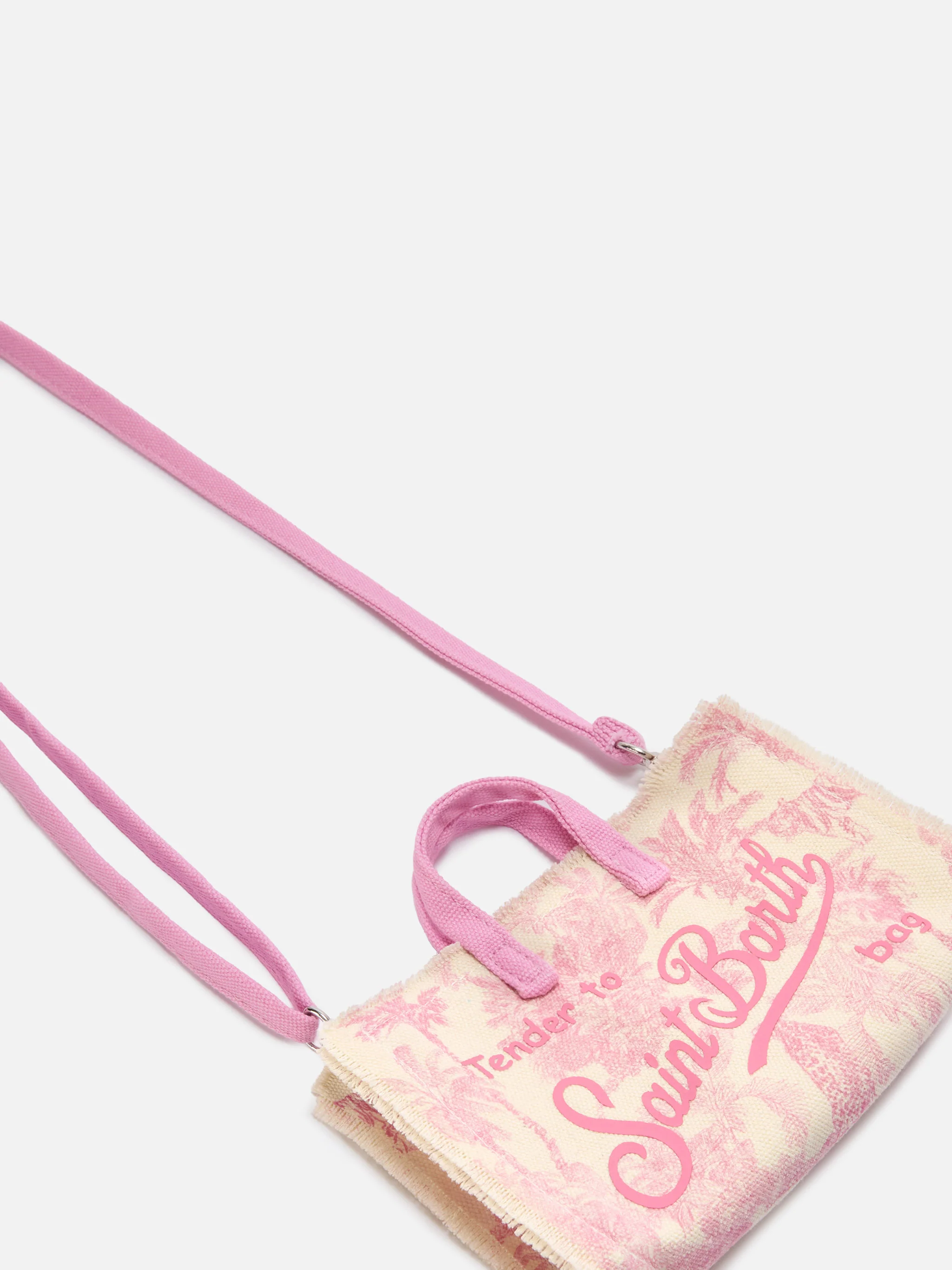 Borsa Phone micro in canvas con stampa toile de jouy rosa e logo a contrasto - Image 2