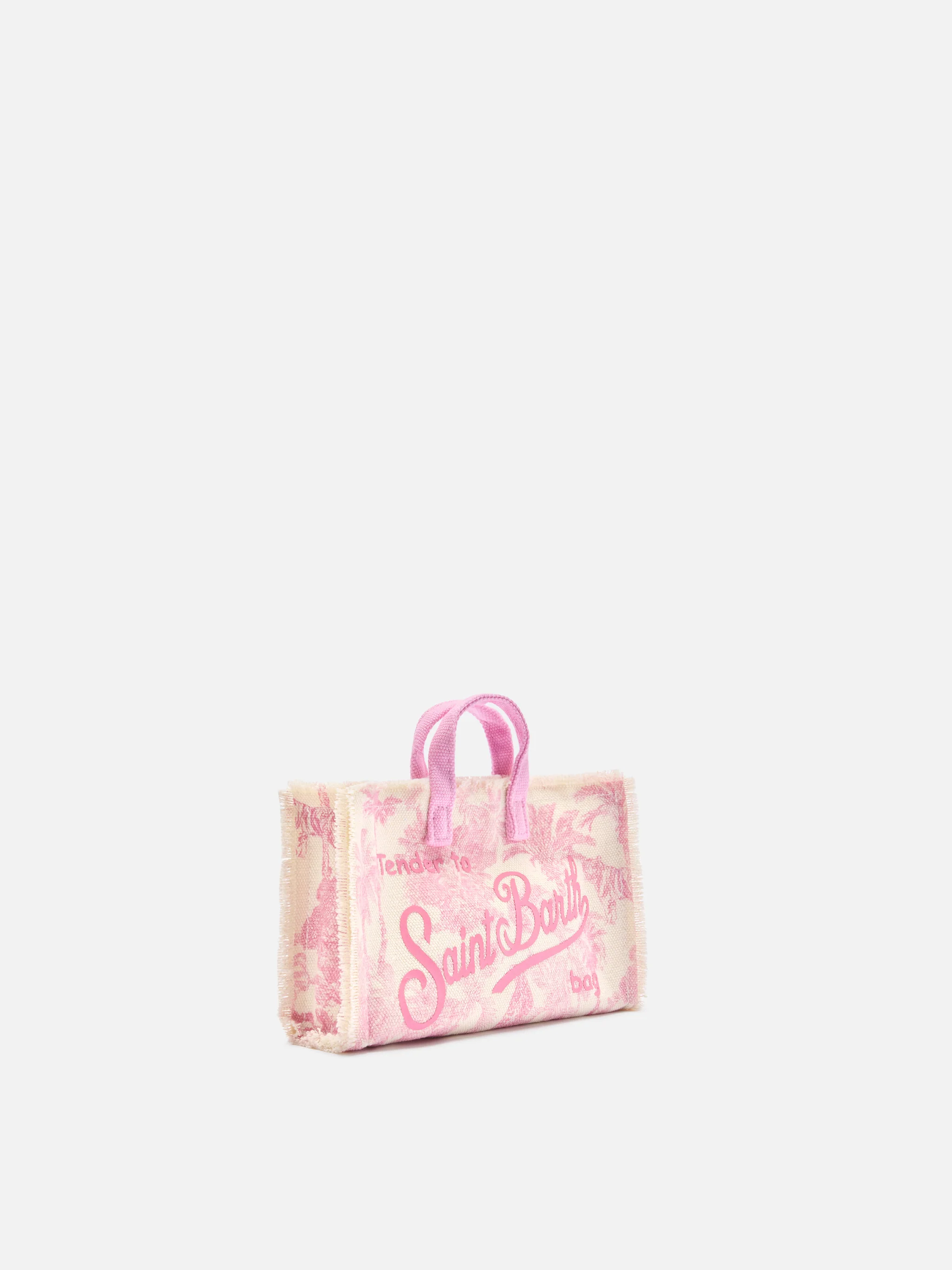 Borsa Phone micro in canvas con stampa toile de jouy rosa e logo a contrasto - Image 3