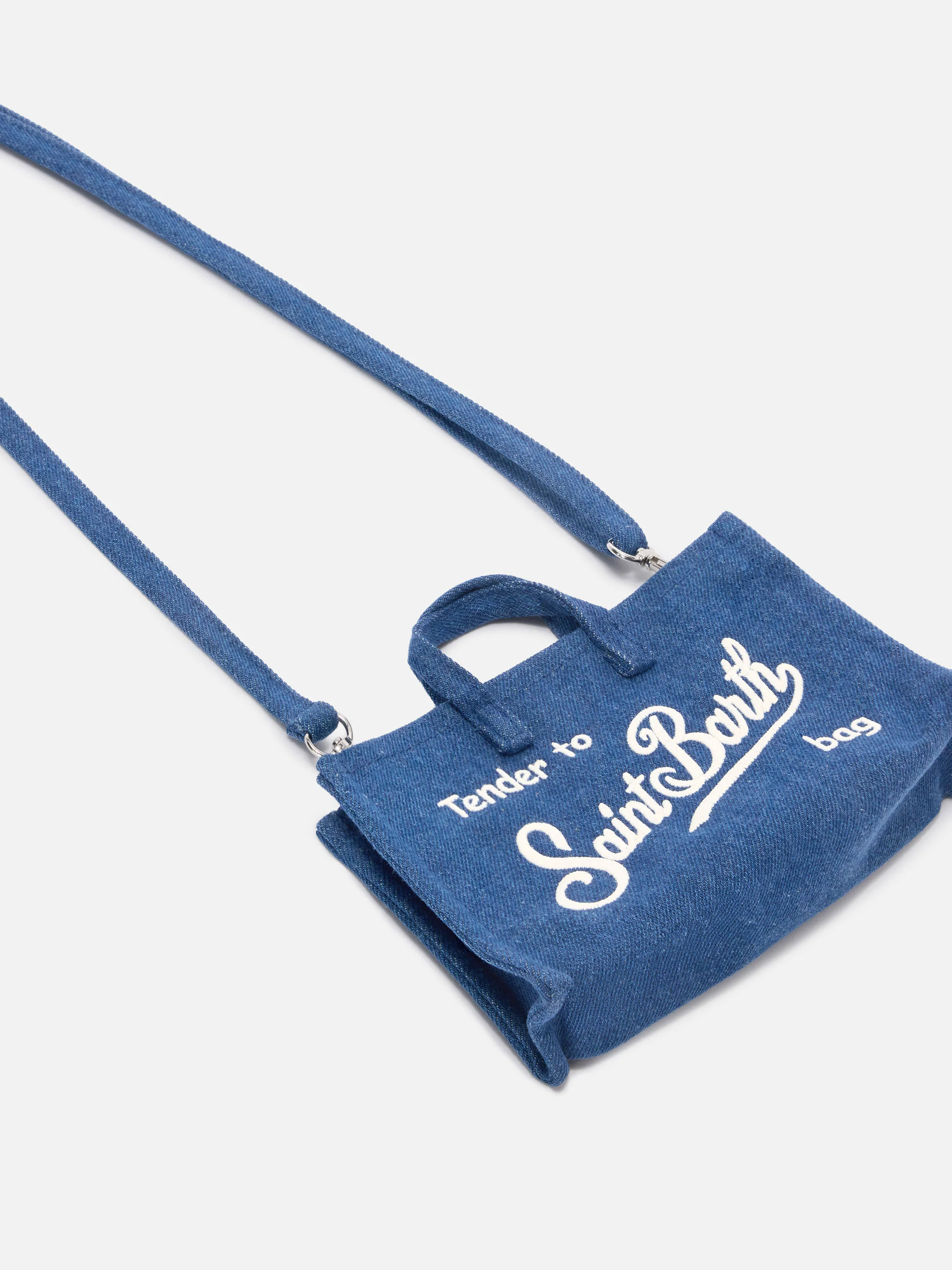 Borsa Phone micro in tessuto denim con logo a contrasto - Image 3