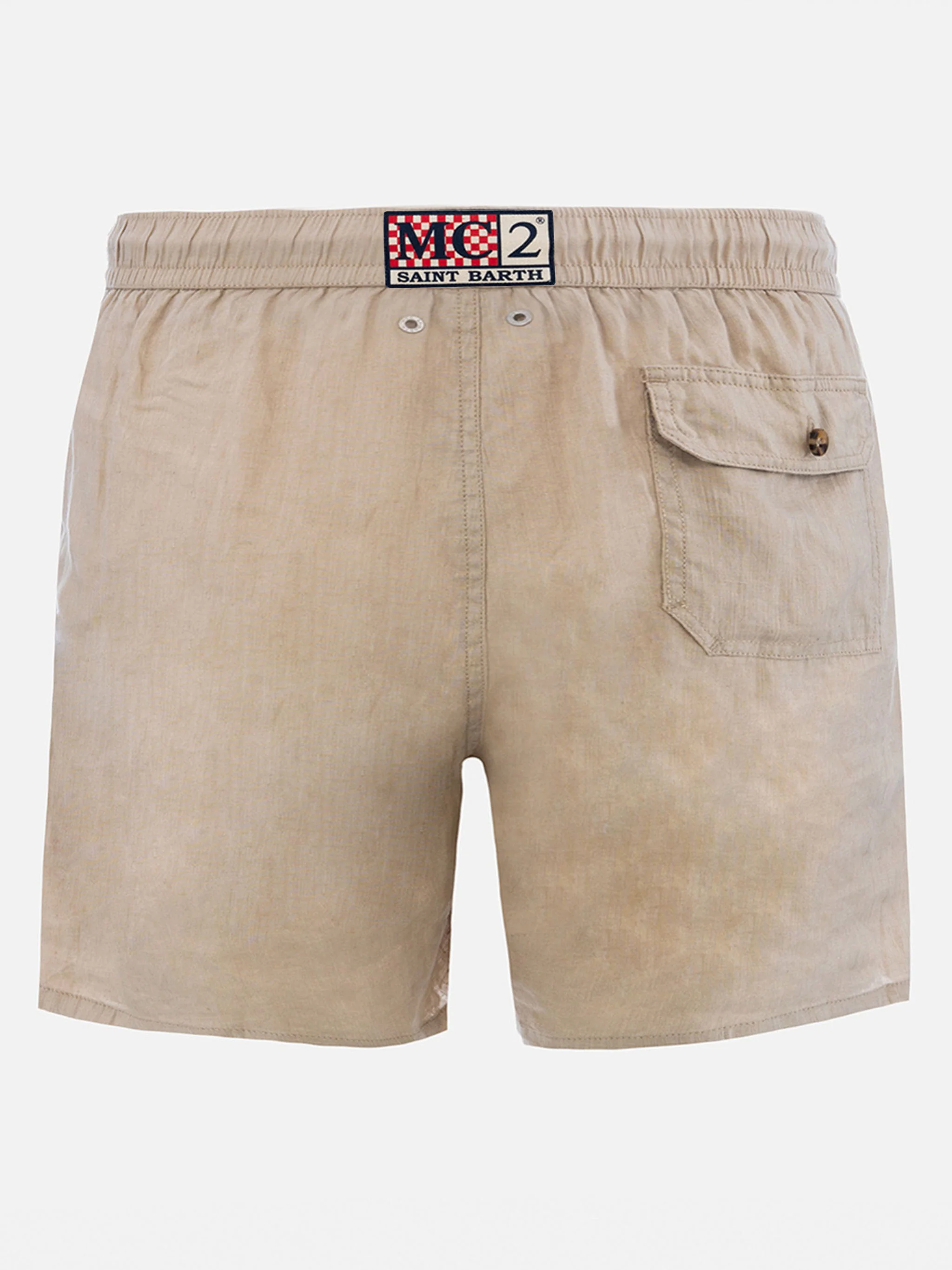 Costume mare Gustavia in lino beige tinta unita - Image 2