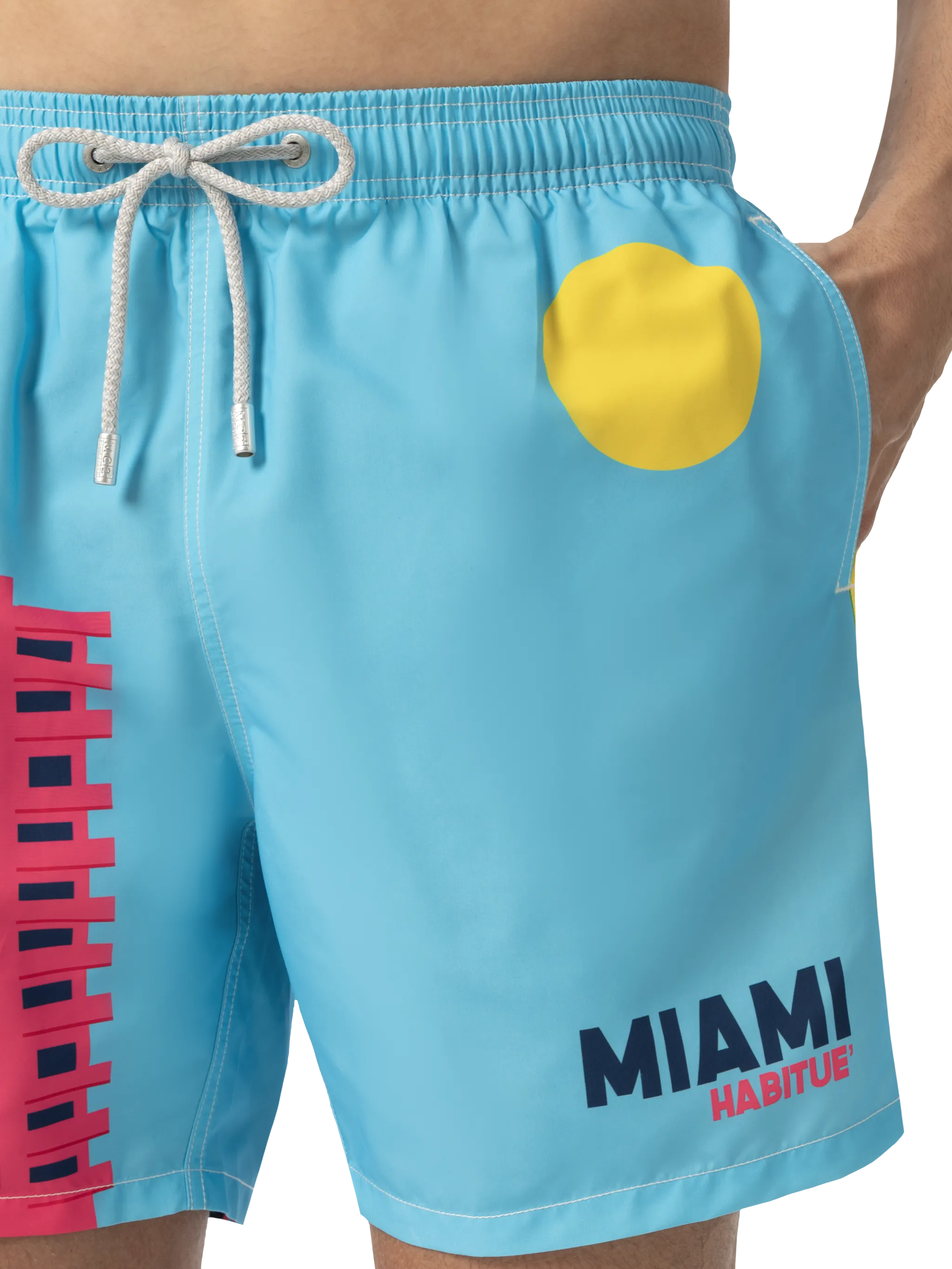 Costume mare lunghezza media Gustavia con stampa cartolina Miami - Image 5