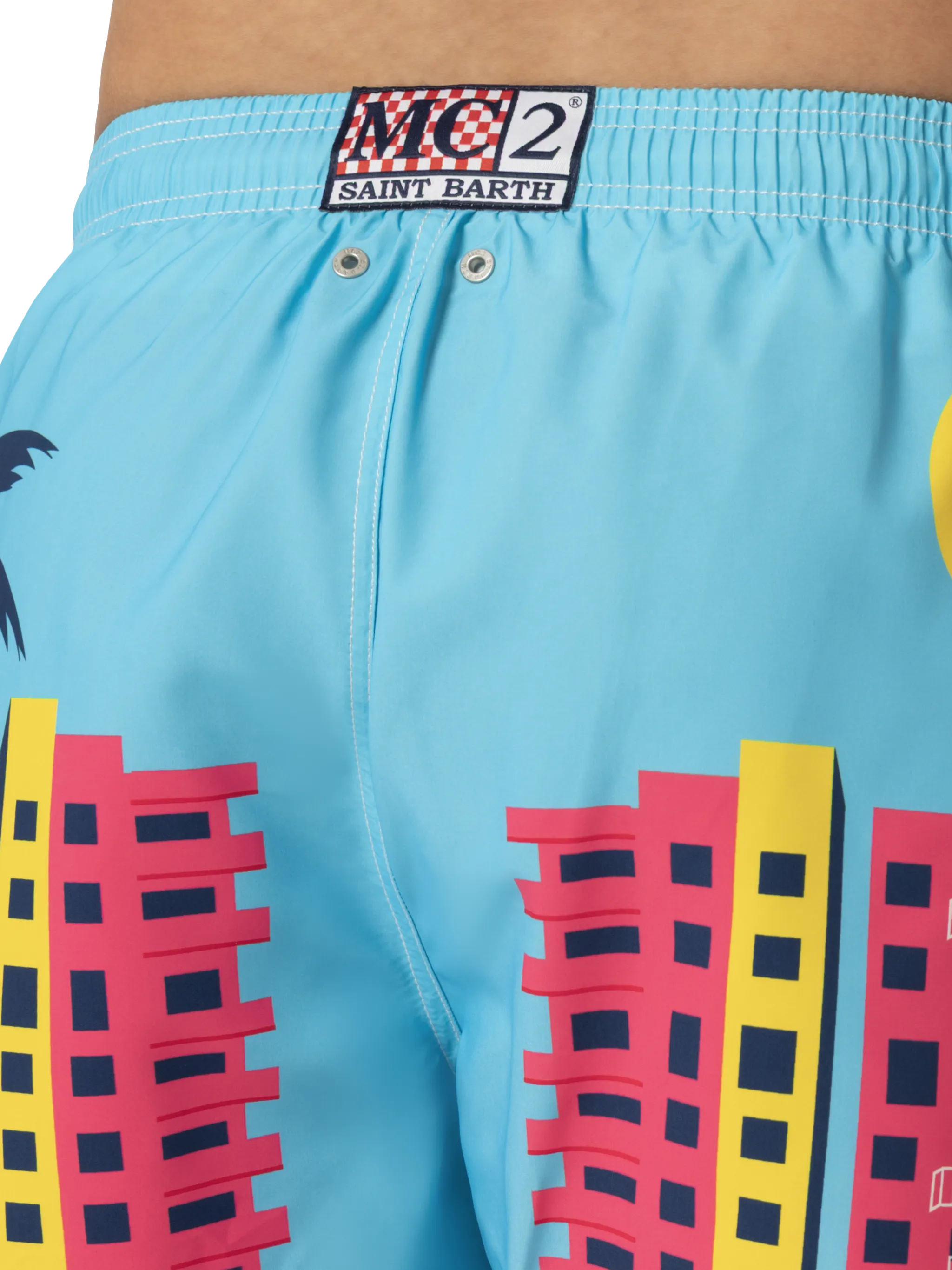 Costume mare lunghezza media Gustavia con stampa cartolina Miami - Image 6