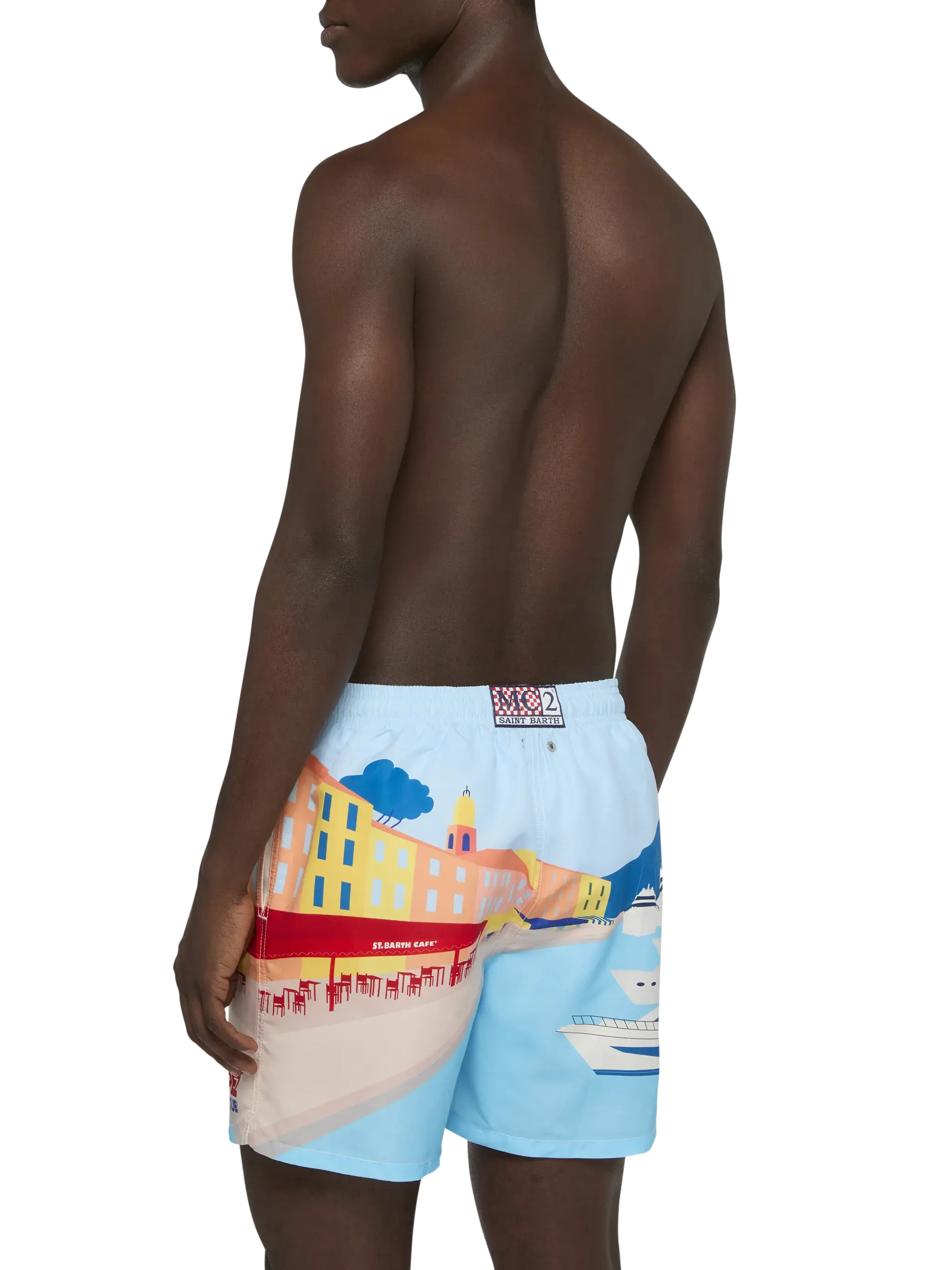 Costume mare lunghezza media Gustavia con stampa cartolina St. Tropez - Image 5