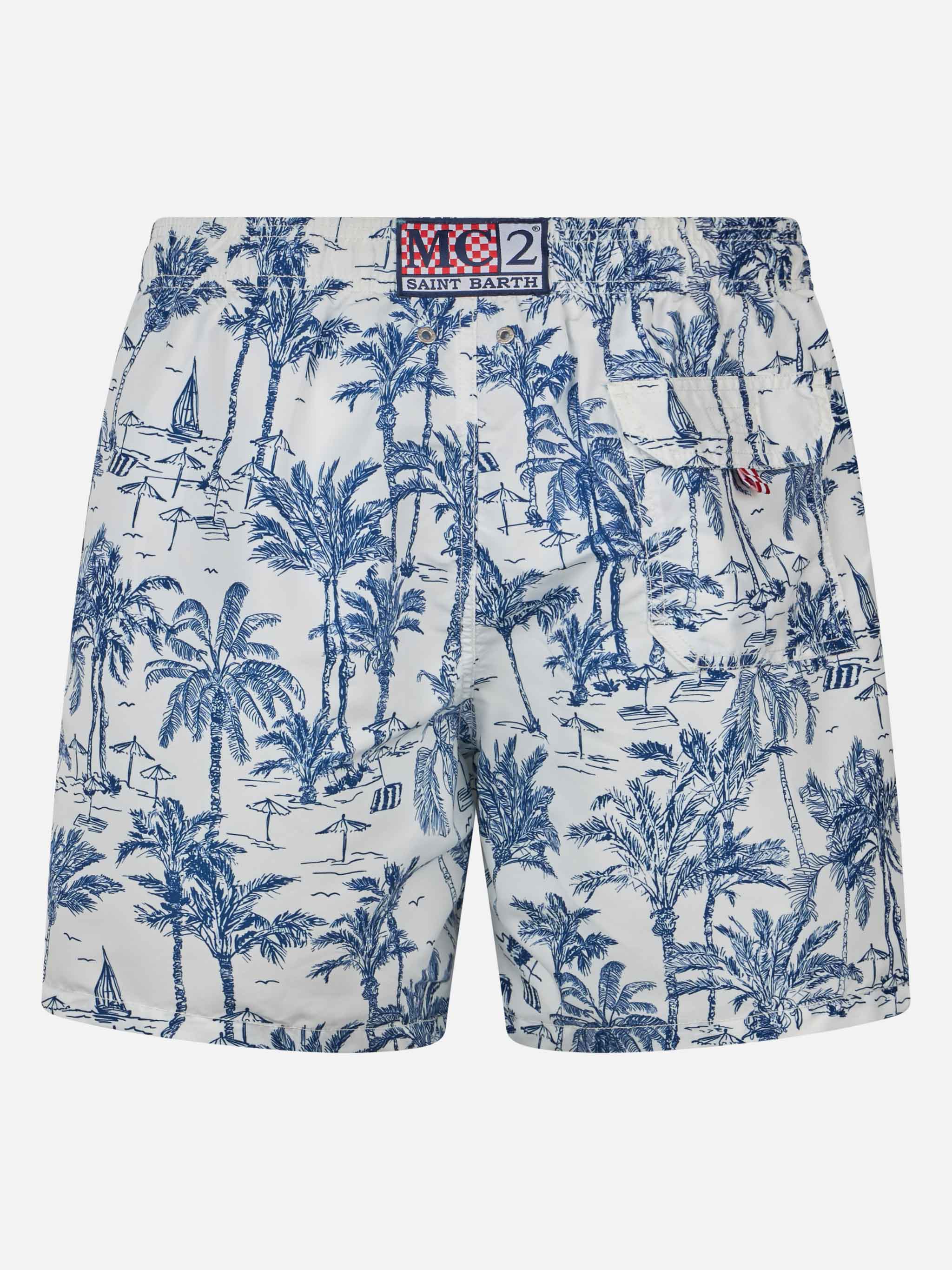 Costume mare lunghezza media Gustavia con stampa toile de jouy - Image 2