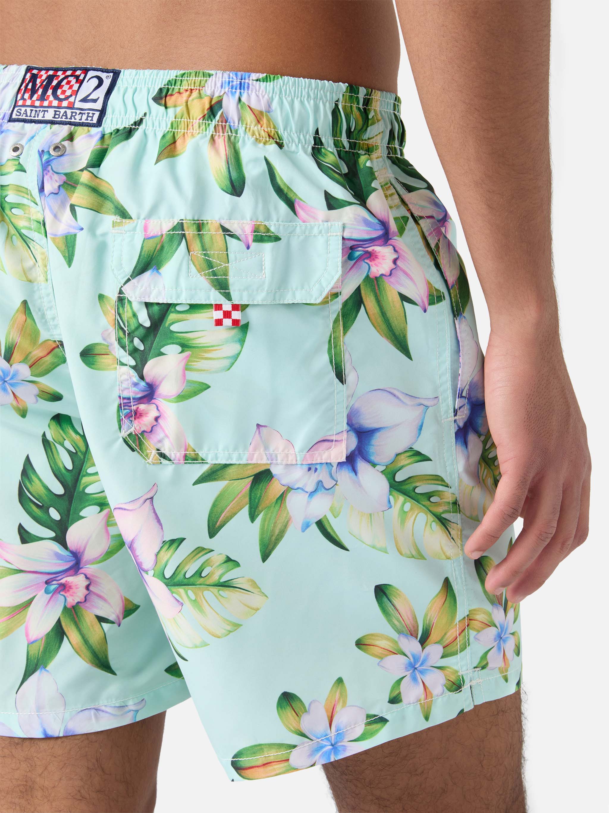 Costume mare lunghezza media Gustavia con stampa tropicale - Image 6