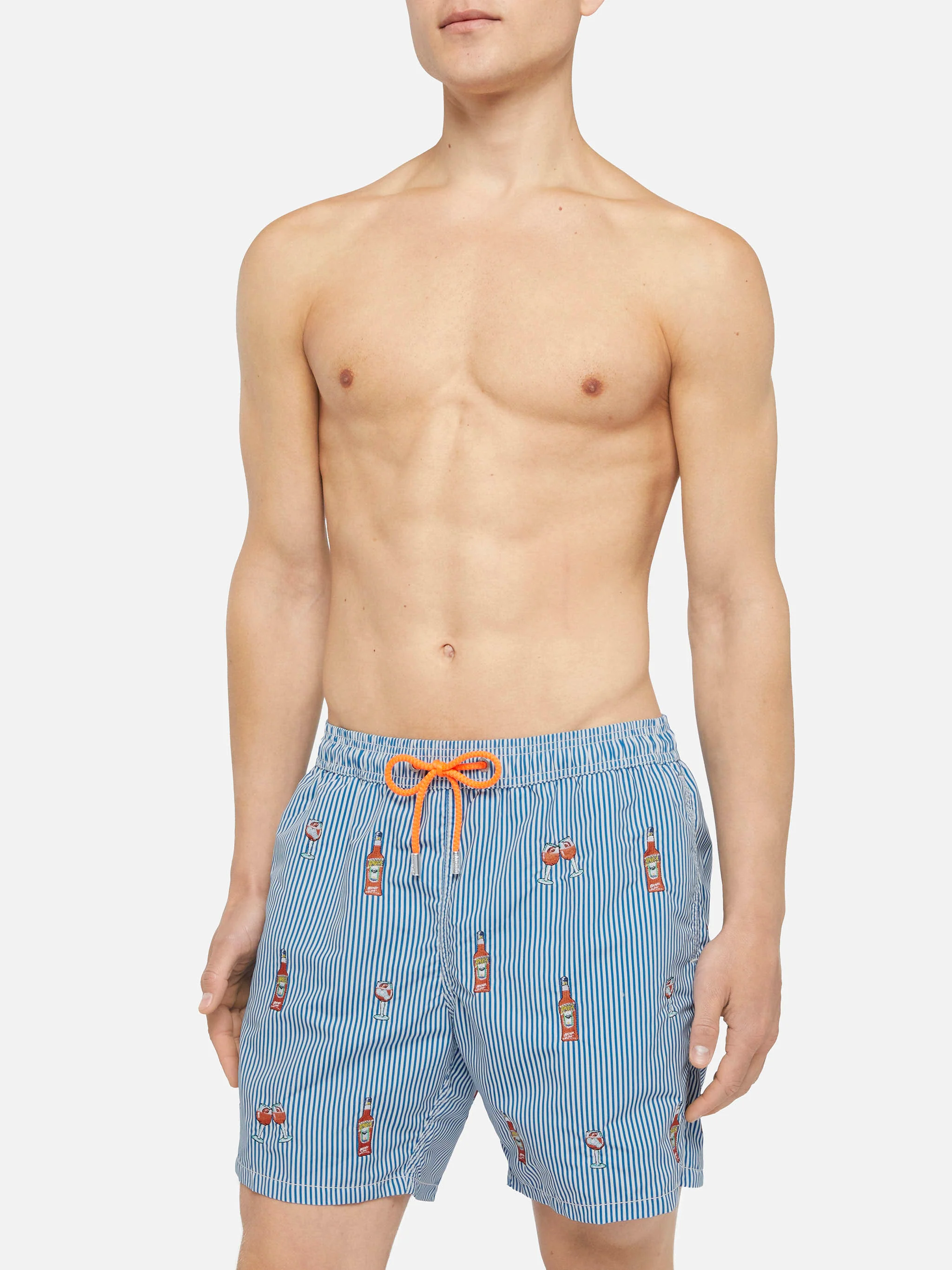 Costume mare lunghezza media Gustavia a righe con ricamo Aperol Spritz | APEROL SPECIAL EDITION - Image 3