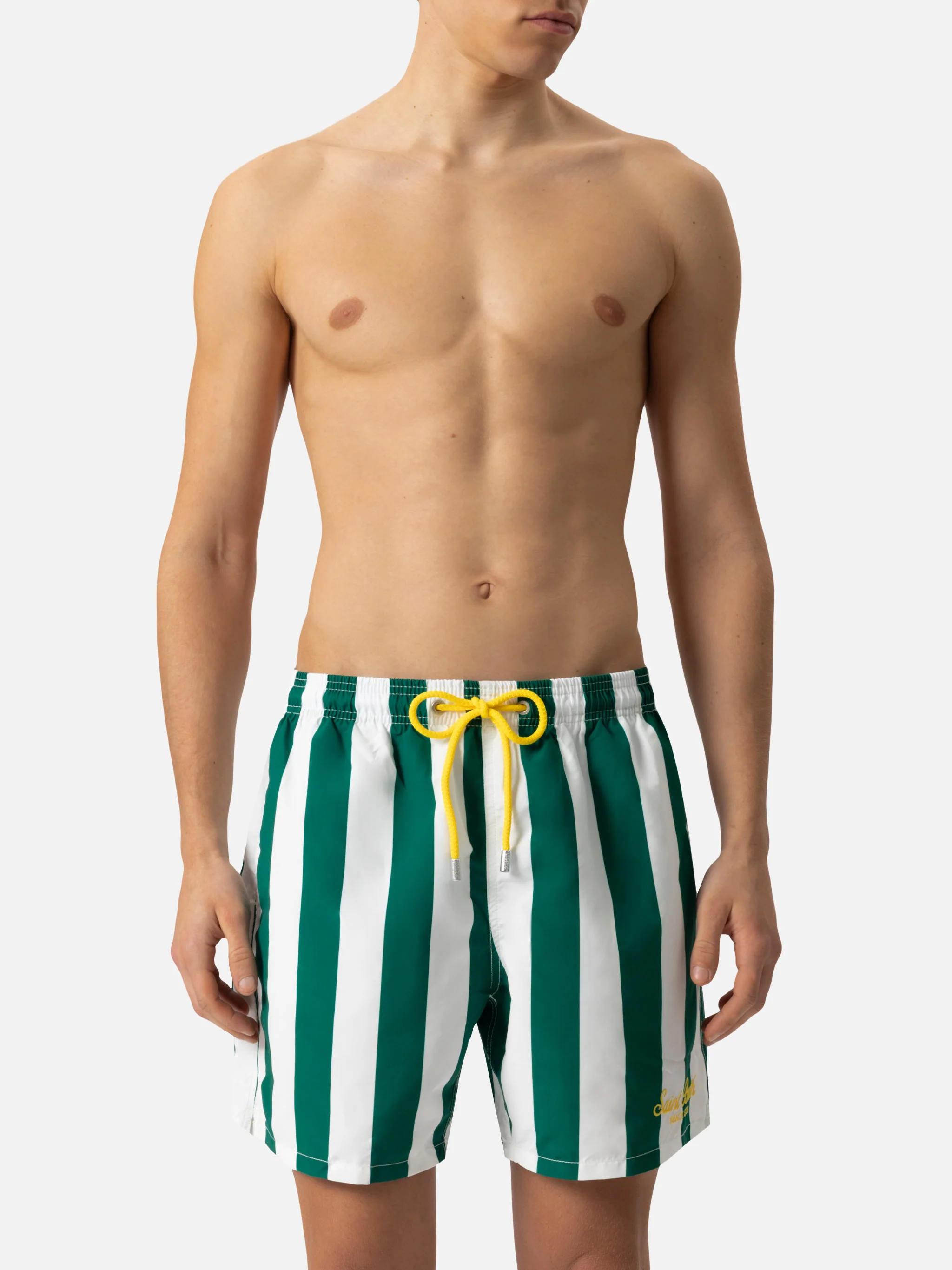 Costume mare lunghezza media Gustavia a righe con ricamo St. Barth - Image 3