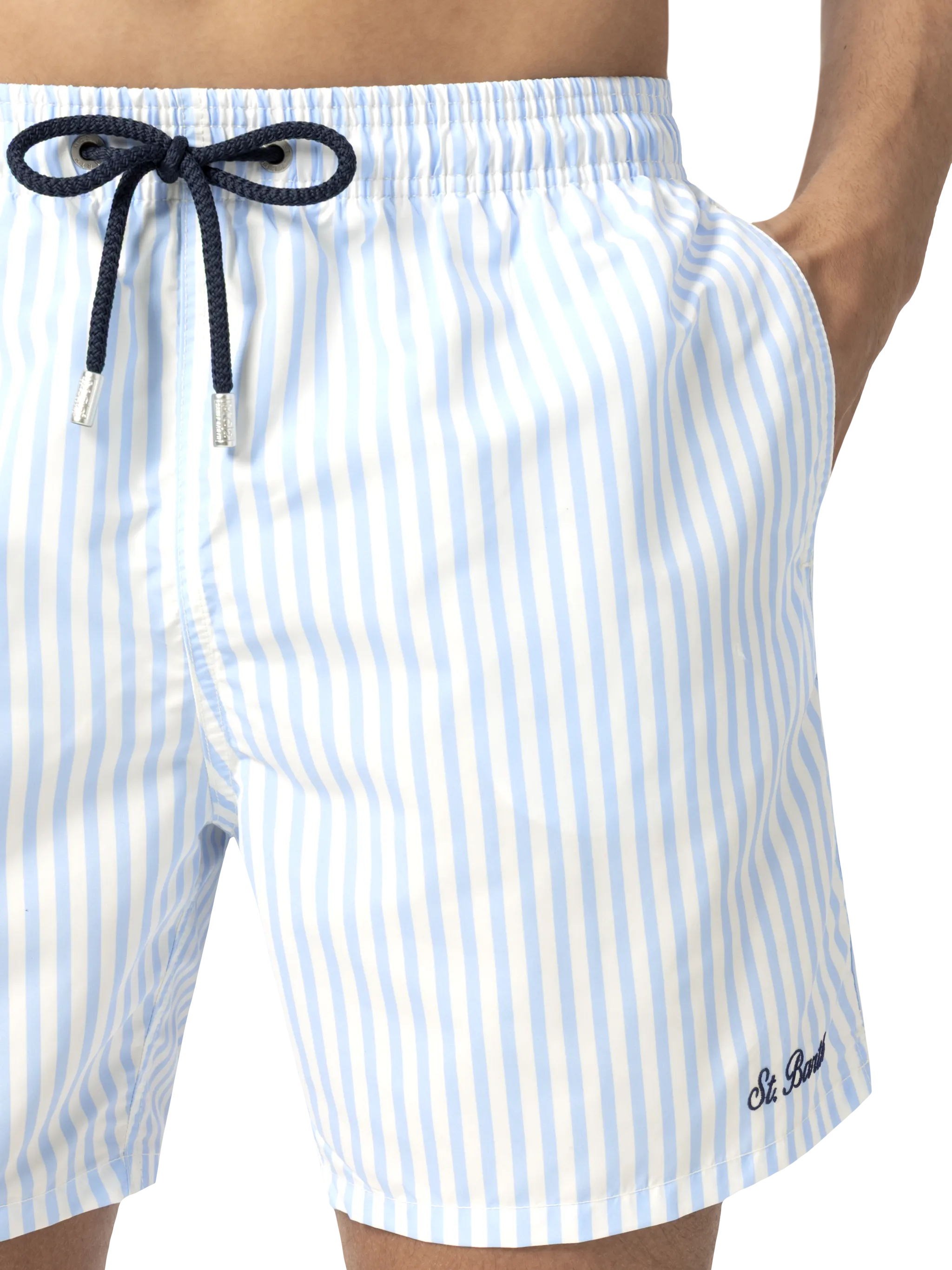 Costume mare lunghezza media Gustavia a righe con ricamo St. Barth - Image 5