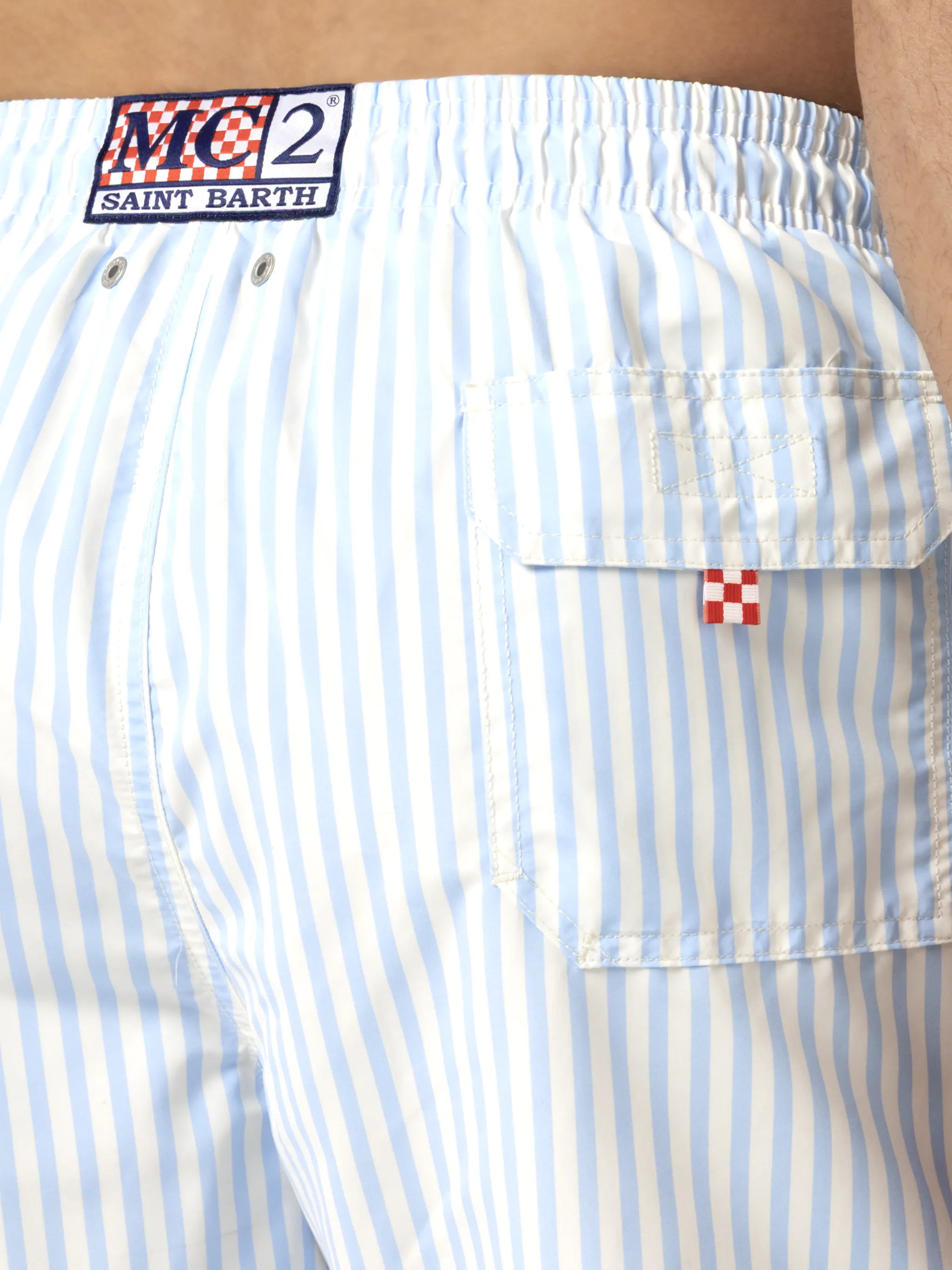 Costume mare lunghezza media Gustavia a righe con ricamo St. Barth - Image 6