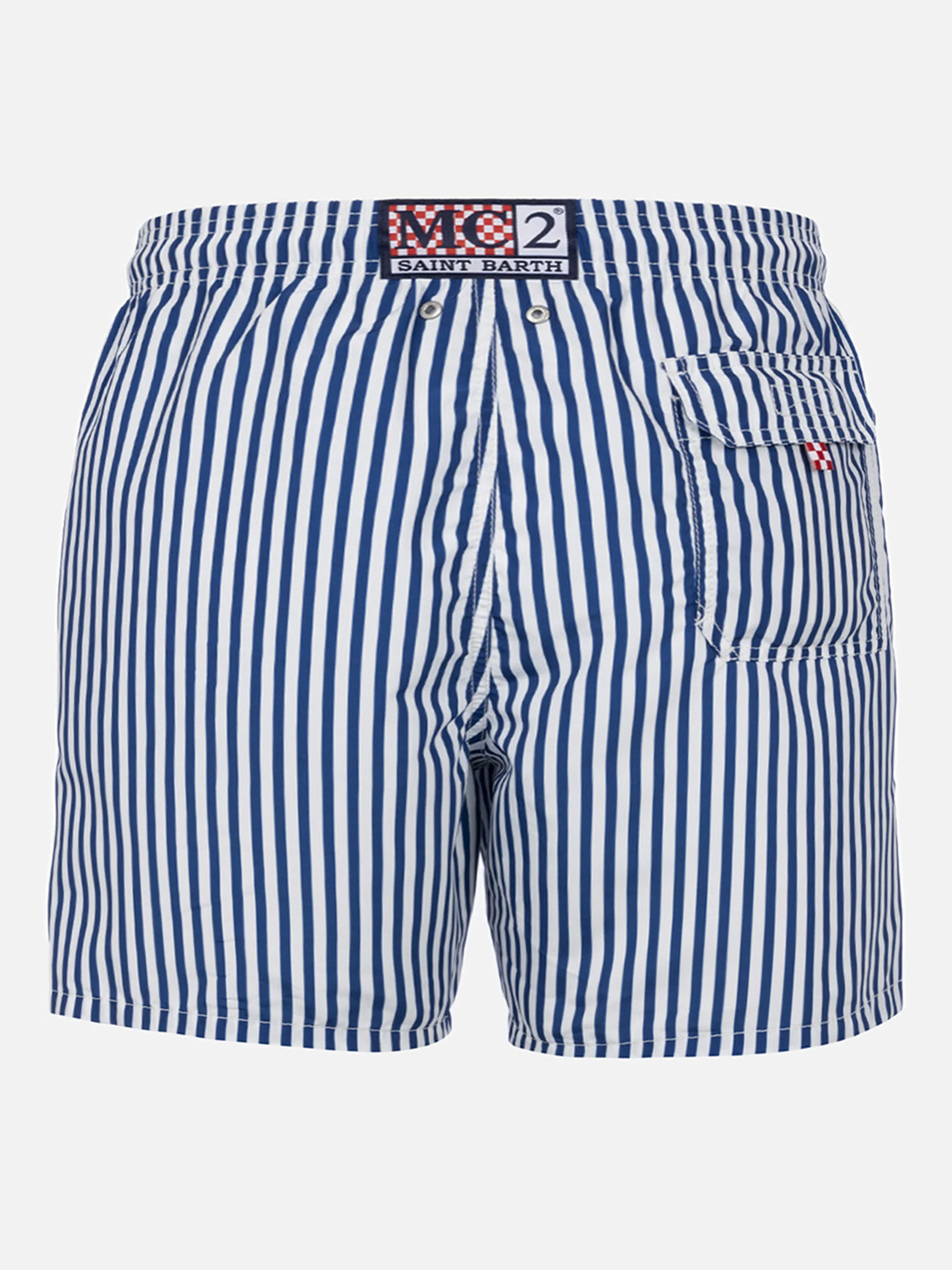 Costume mare lunghezza media Gustavia a righe con ricamo St. Barth - Image 2