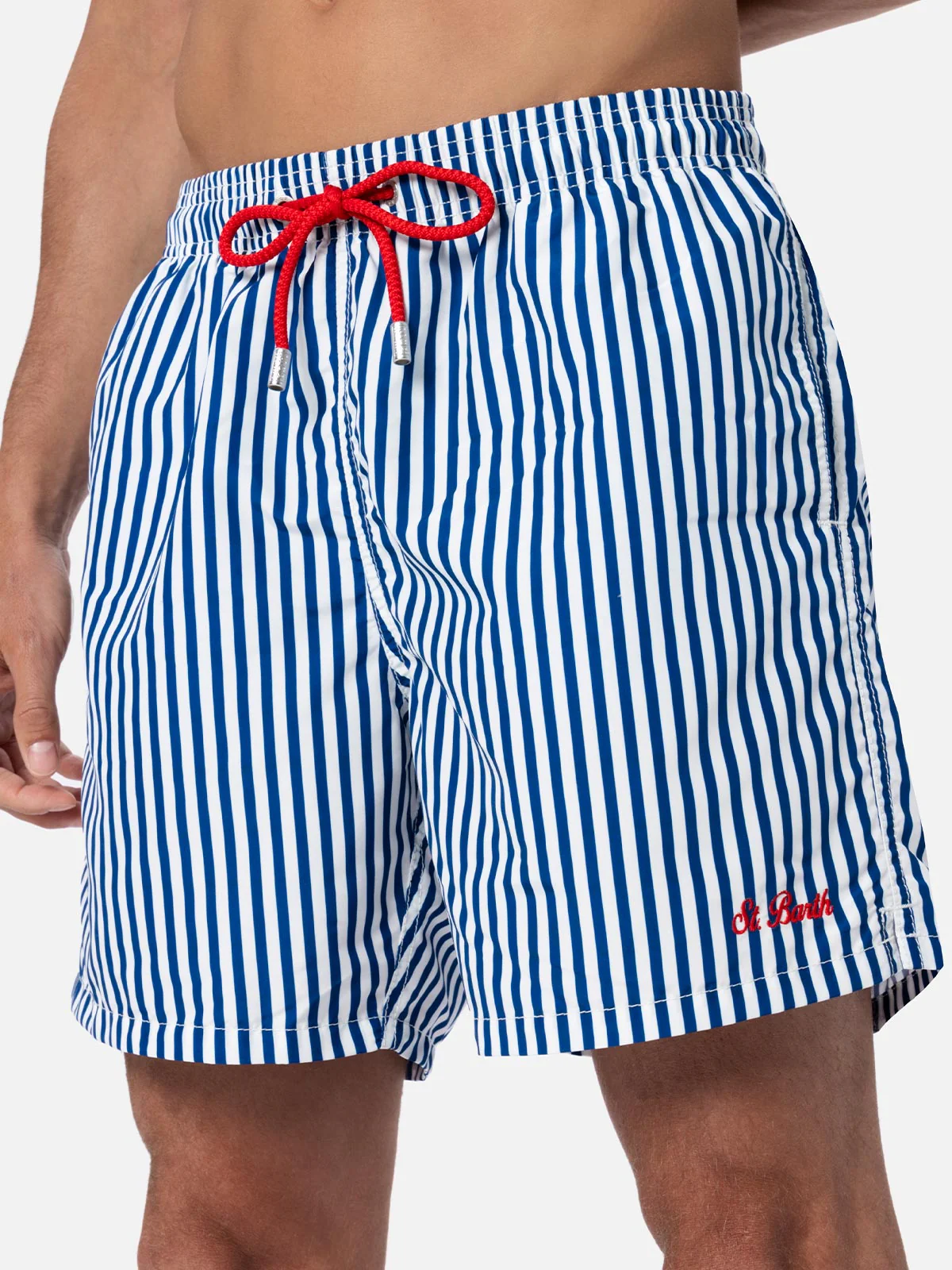 Costume mare lunghezza media Gustavia a righe con ricamo St. Barth - Image 4