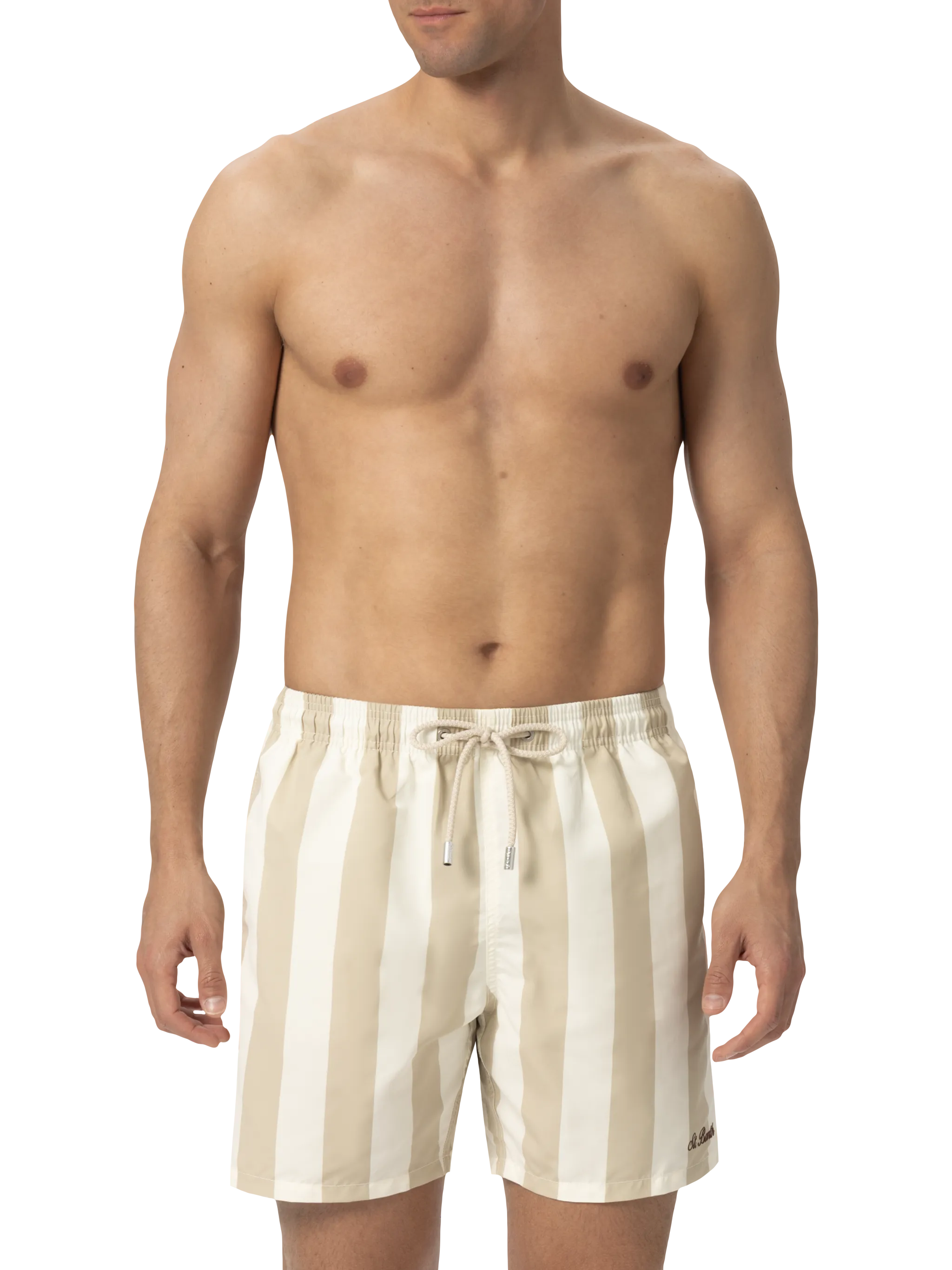 Costume mare lunghezza media Gustavia a righe con ricamo St. Barth - Image 3