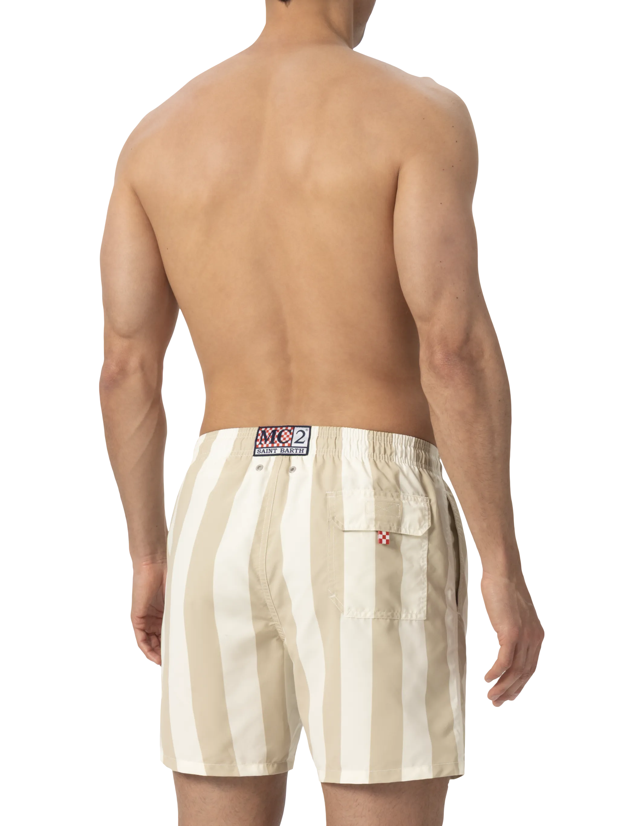 Costume mare lunghezza media Gustavia a righe con ricamo St. Barth - Image 4
