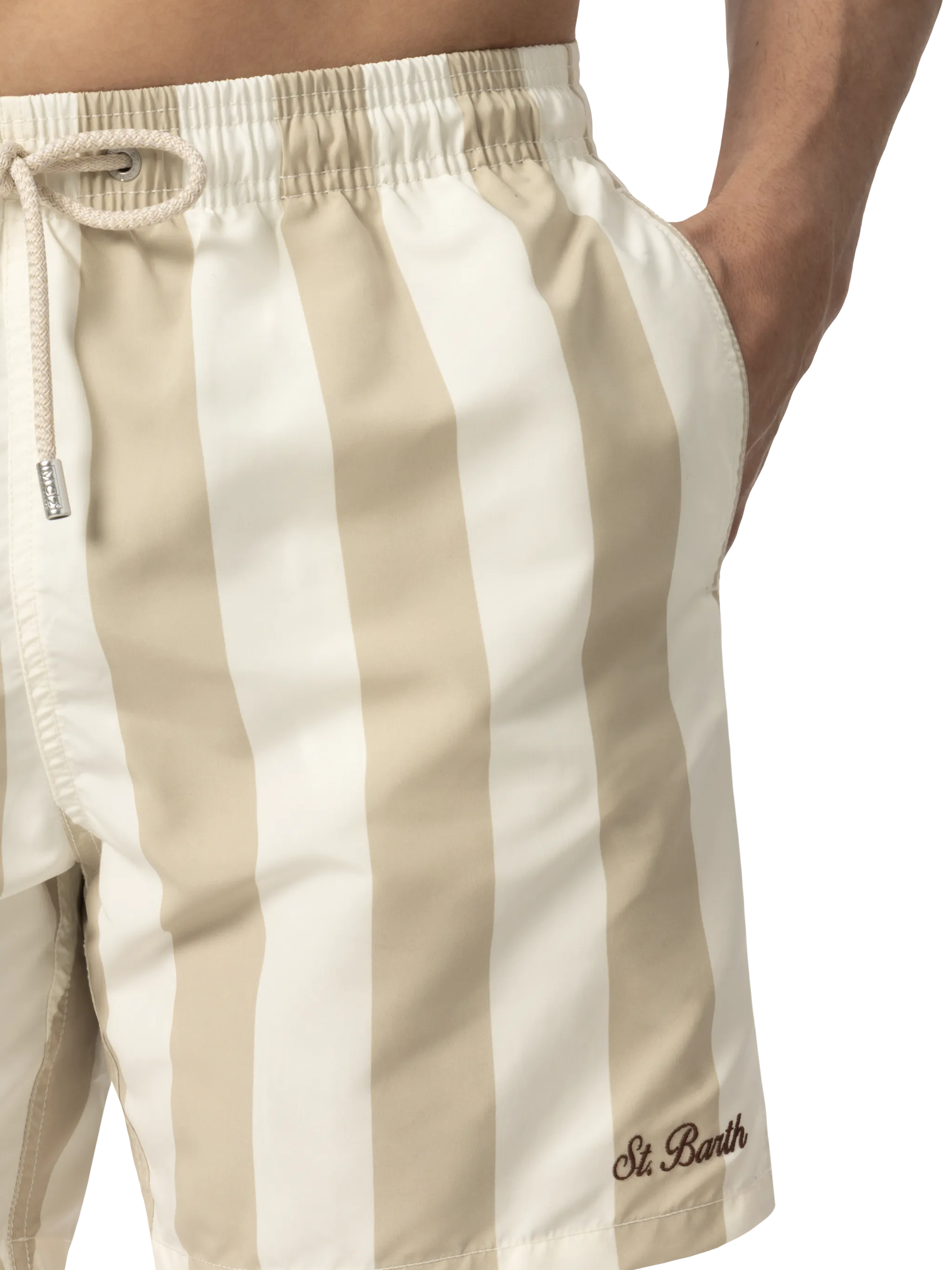Costume mare lunghezza media Gustavia a righe con ricamo St. Barth - Image 5