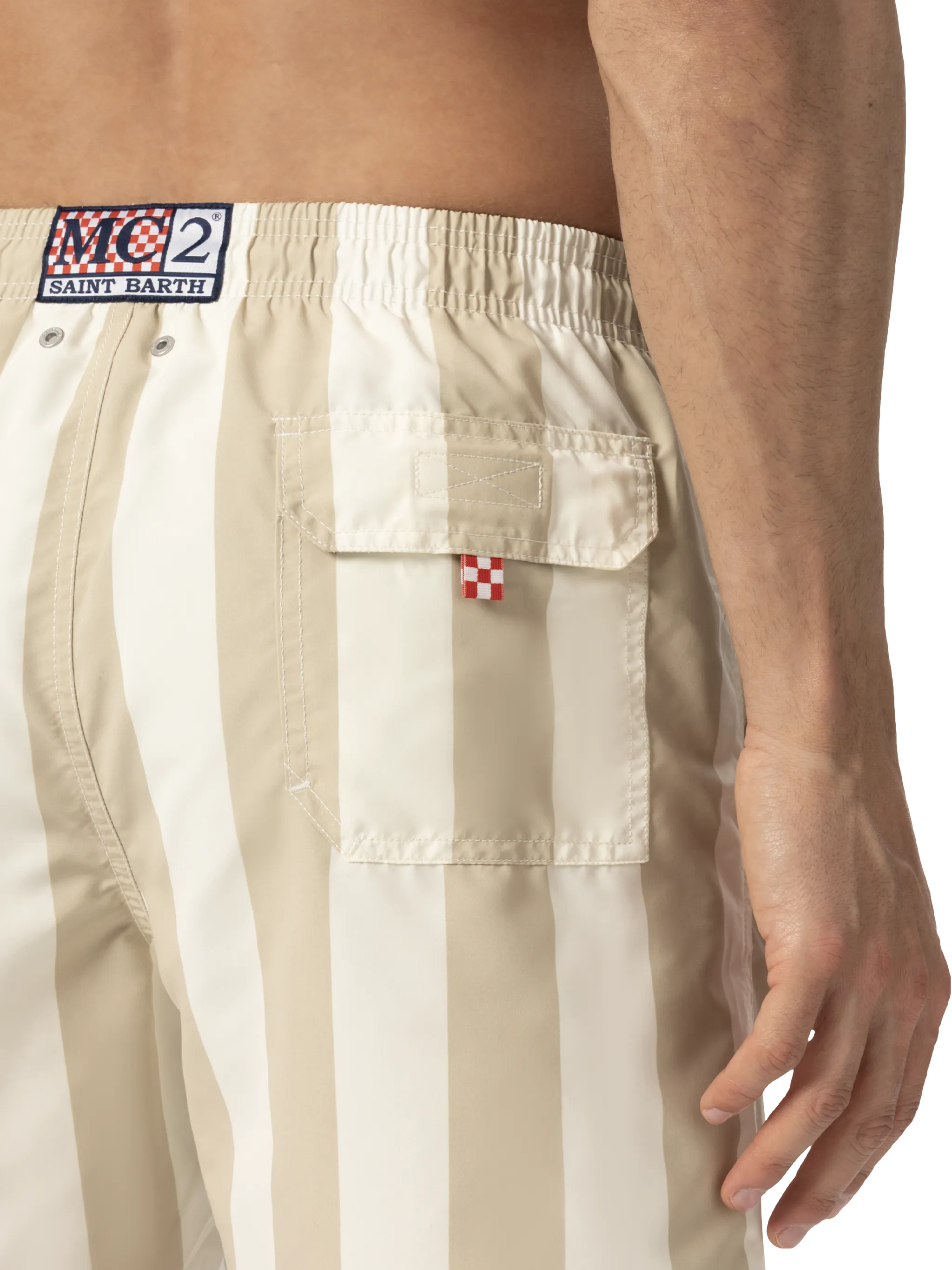 Costume mare lunghezza media Gustavia a righe con ricamo St. Barth - Image 6