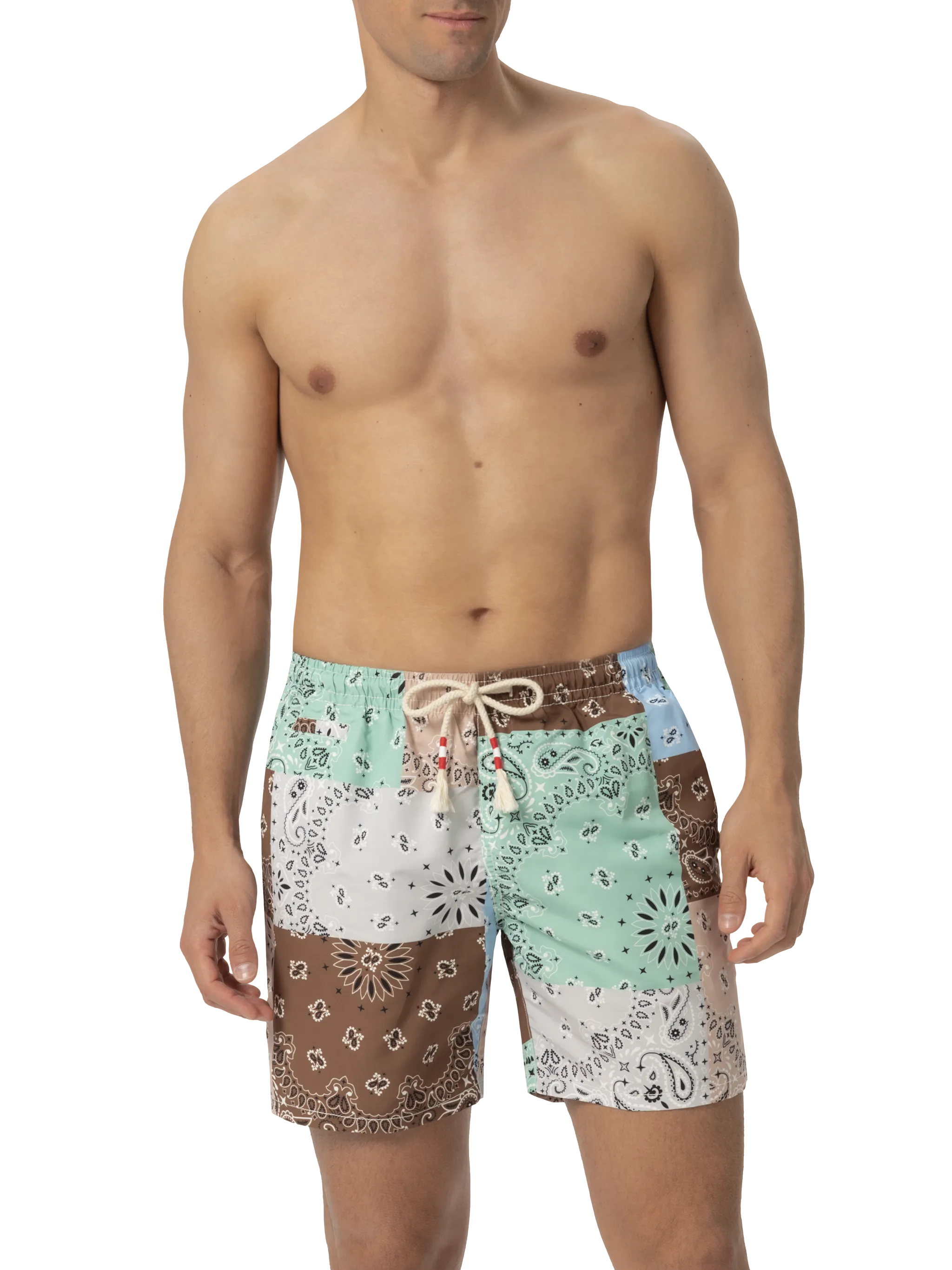 Costume mare lunghezza media Caprese con stampa bandana patch - Image 3