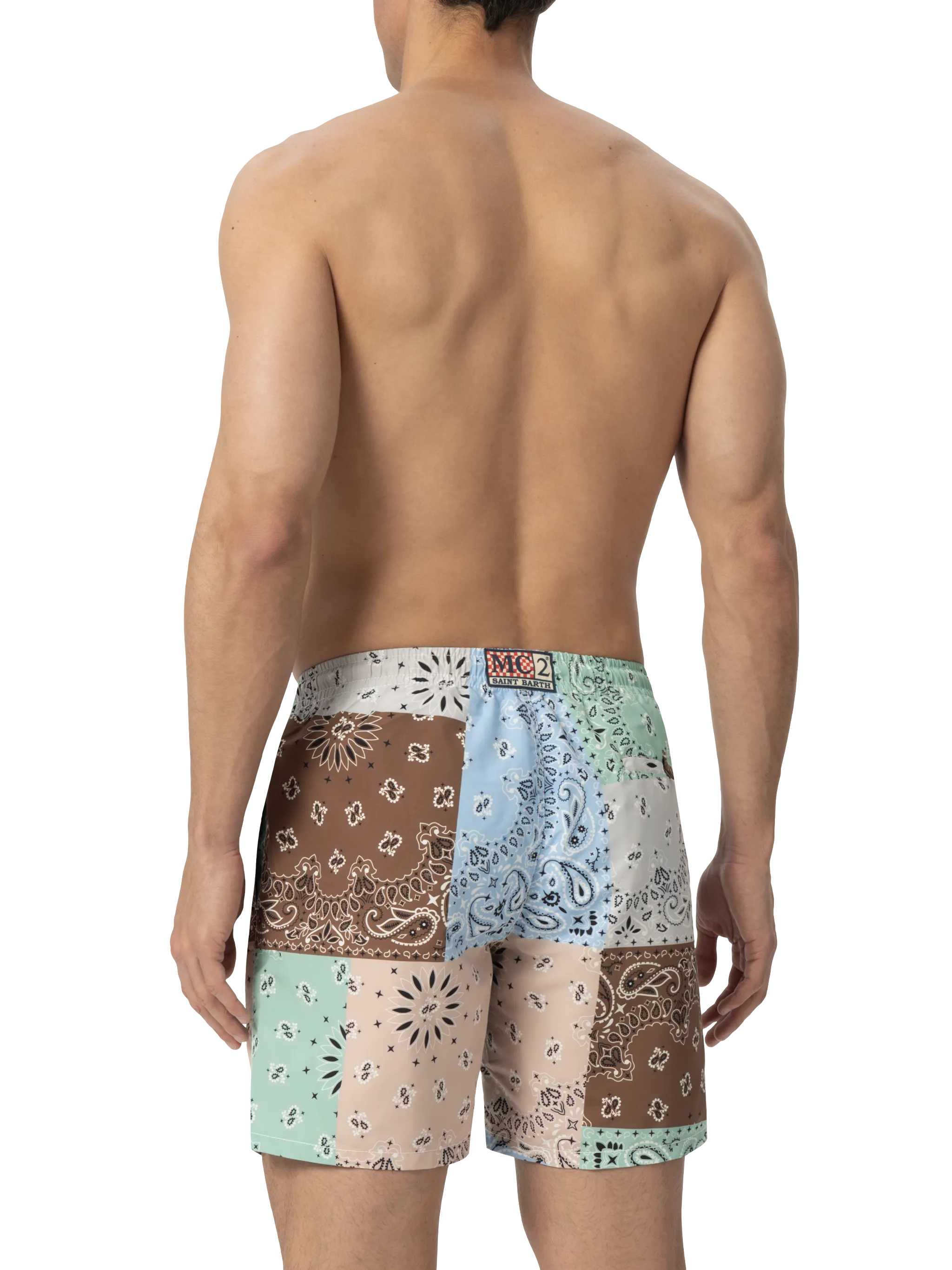 Costume mare lunghezza media Caprese con stampa bandana patch - Image 4