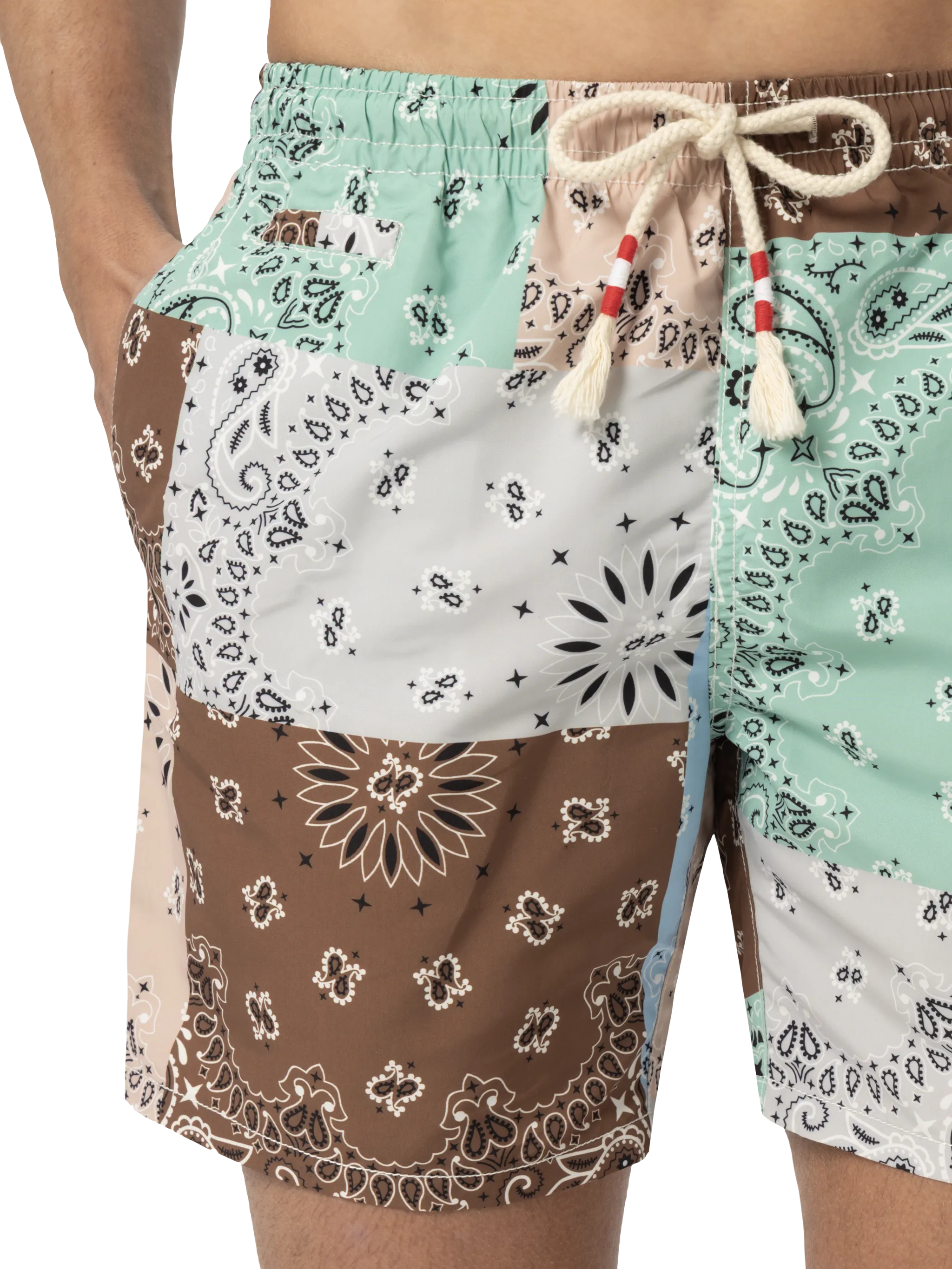 Costume mare lunghezza media Caprese con stampa bandana patch - Image 5