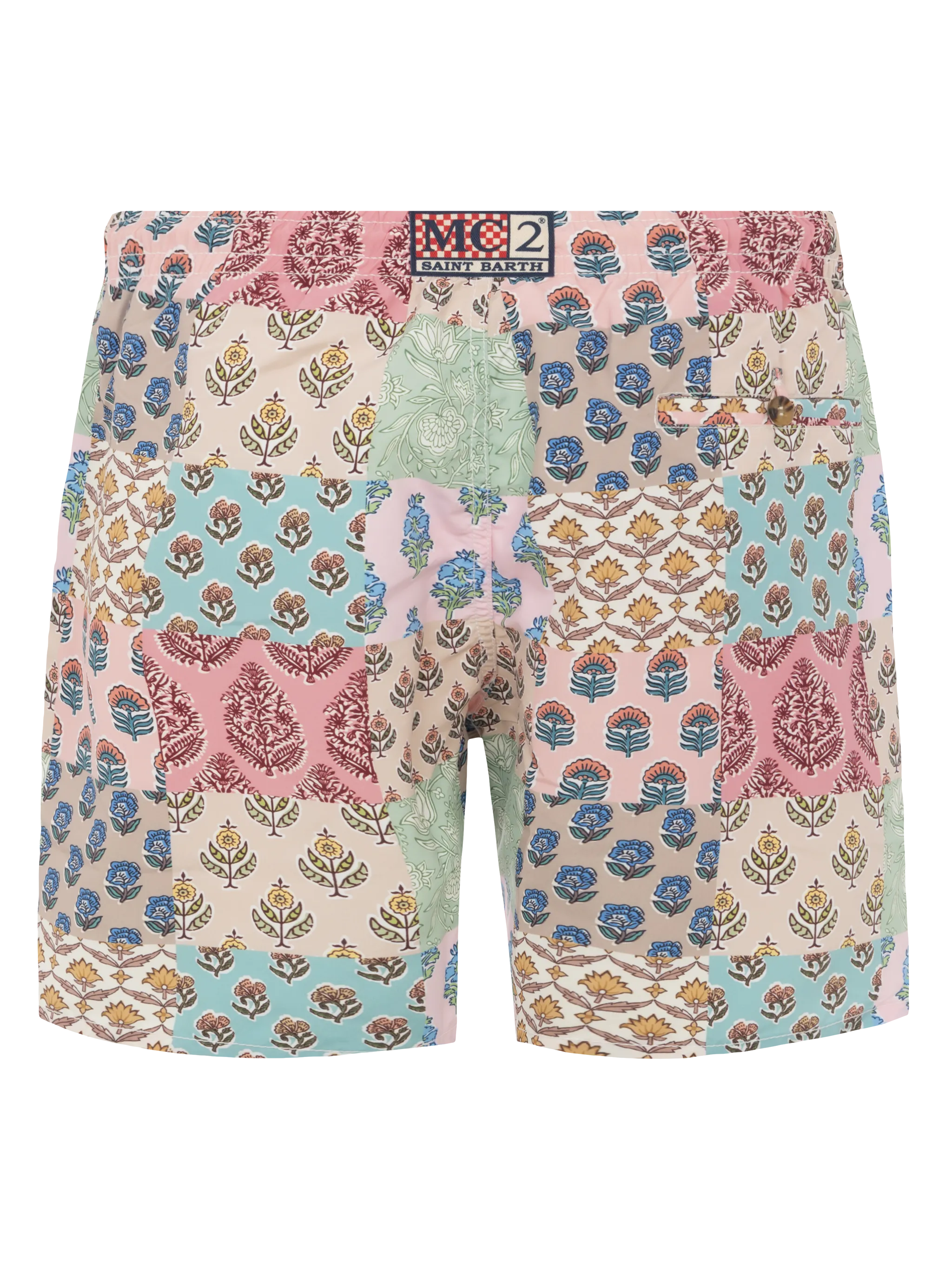 Costume mare lunghezza media Caprese con stampa fiori patch - Image 2