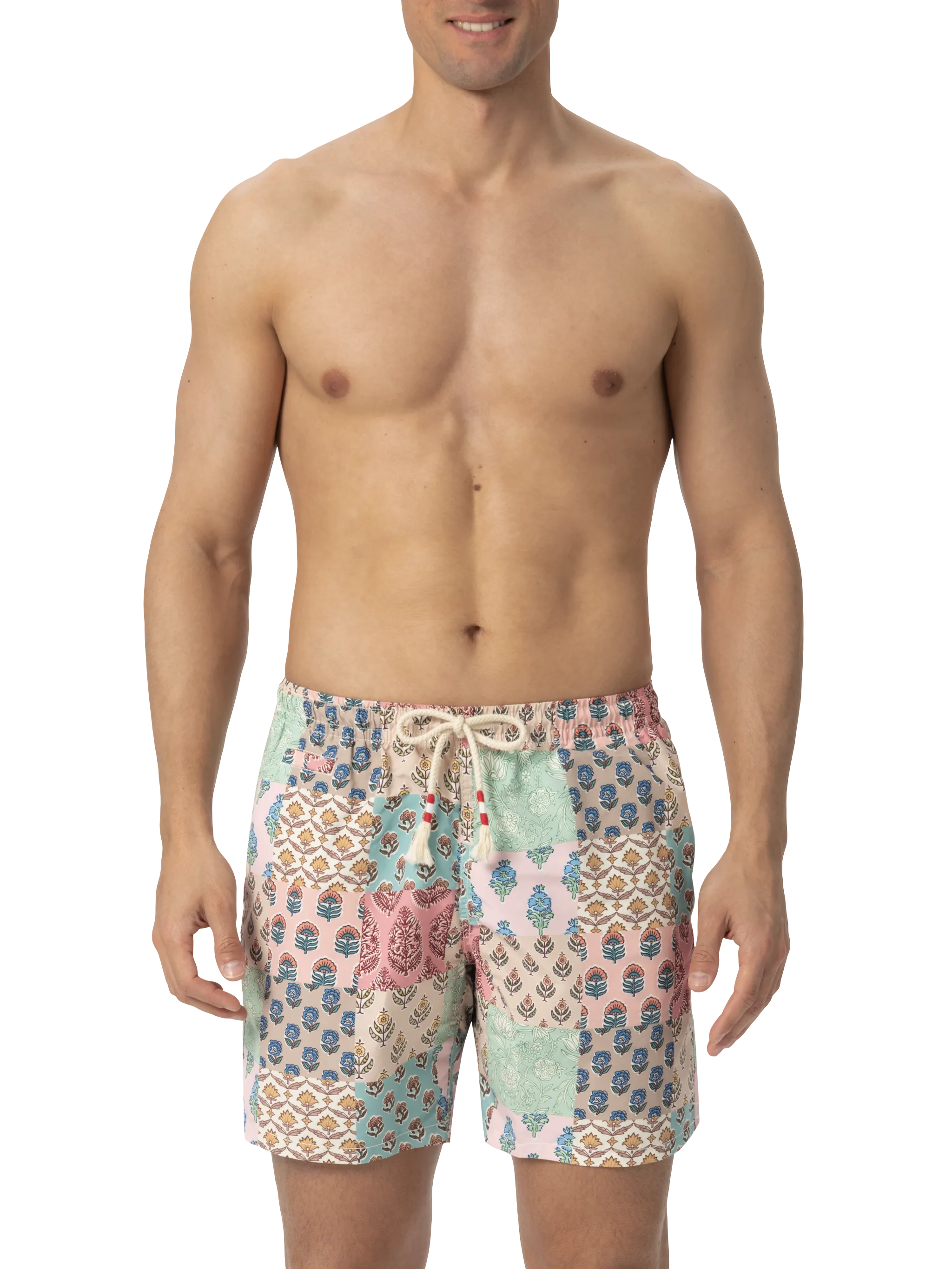 Costume mare lunghezza media Caprese con stampa fiori patch - Image 3