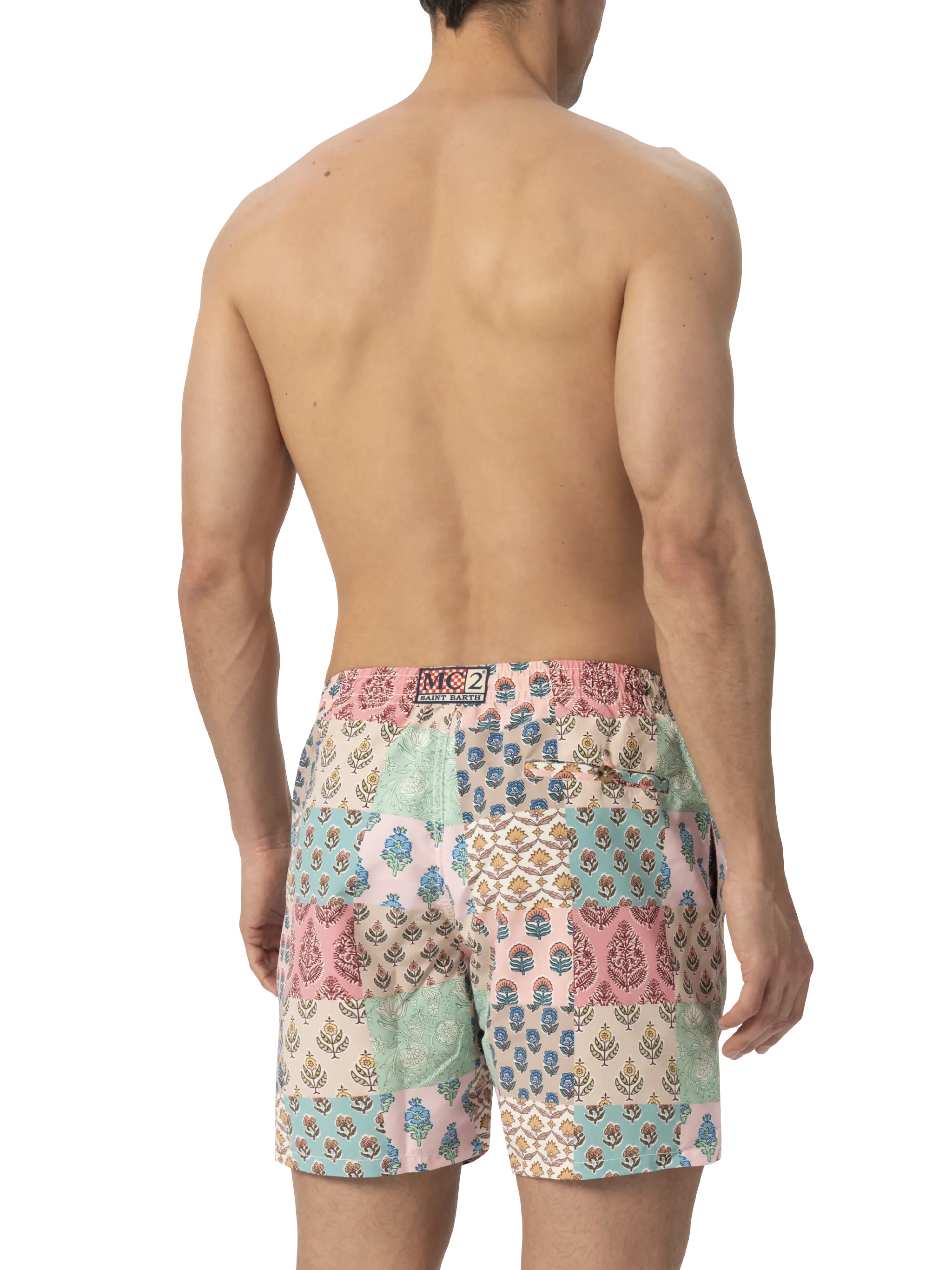 Costume mare lunghezza media Caprese con stampa fiori patch - Image 4