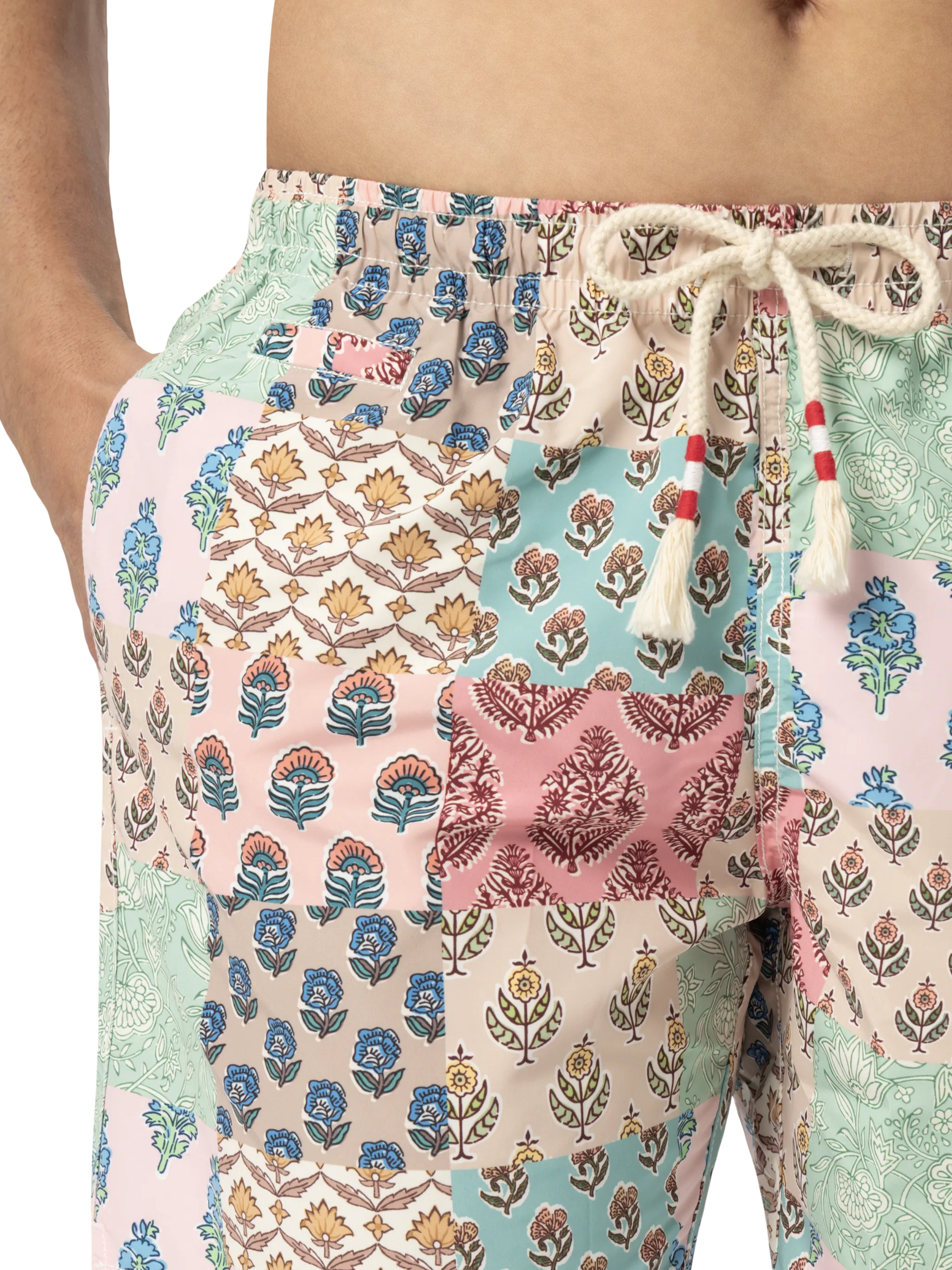 Costume mare lunghezza media Caprese con stampa fiori patch - Image 5