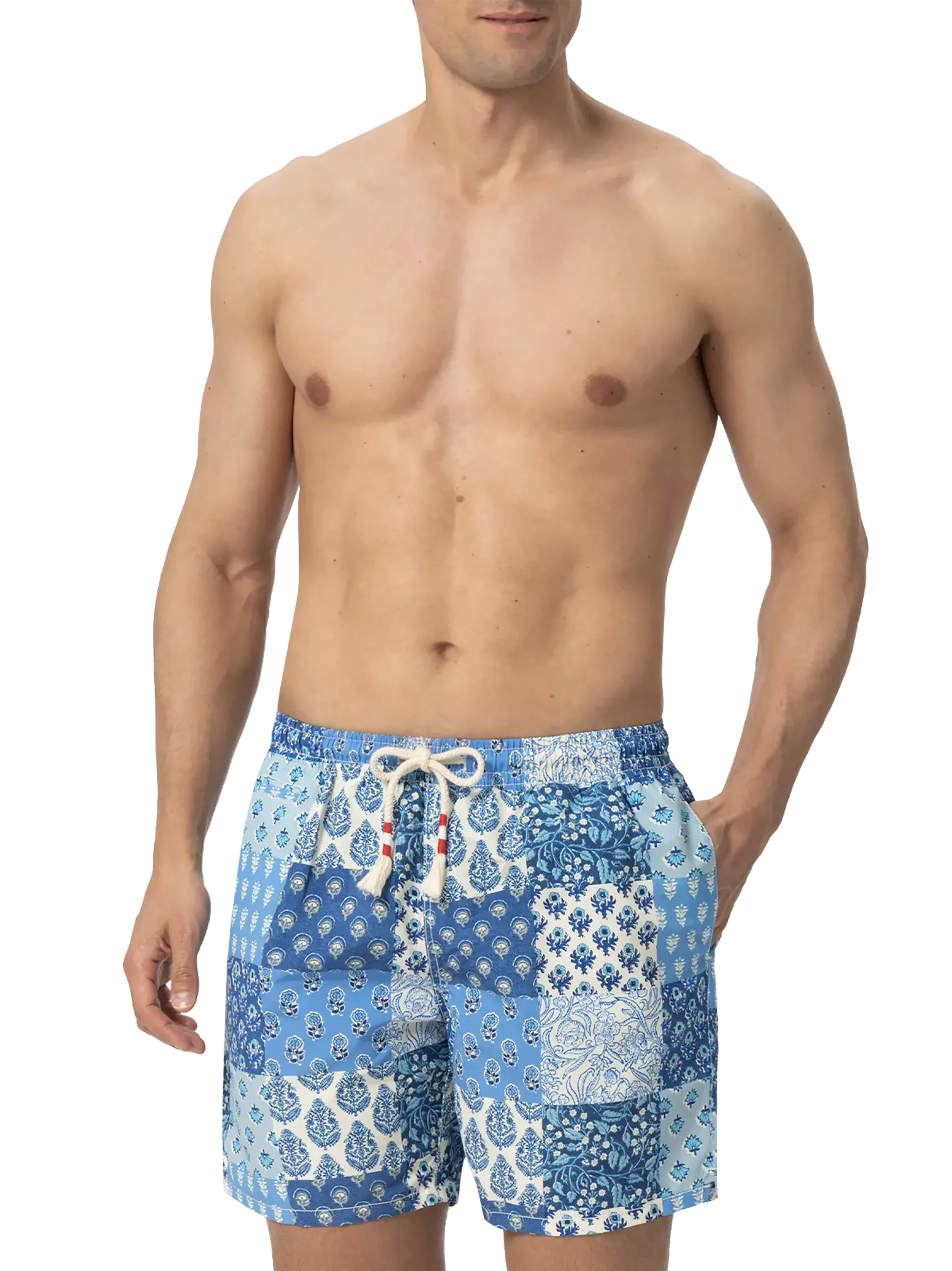 Costume mare lunghezza media Caprese con stampa fiori patch - Image 3