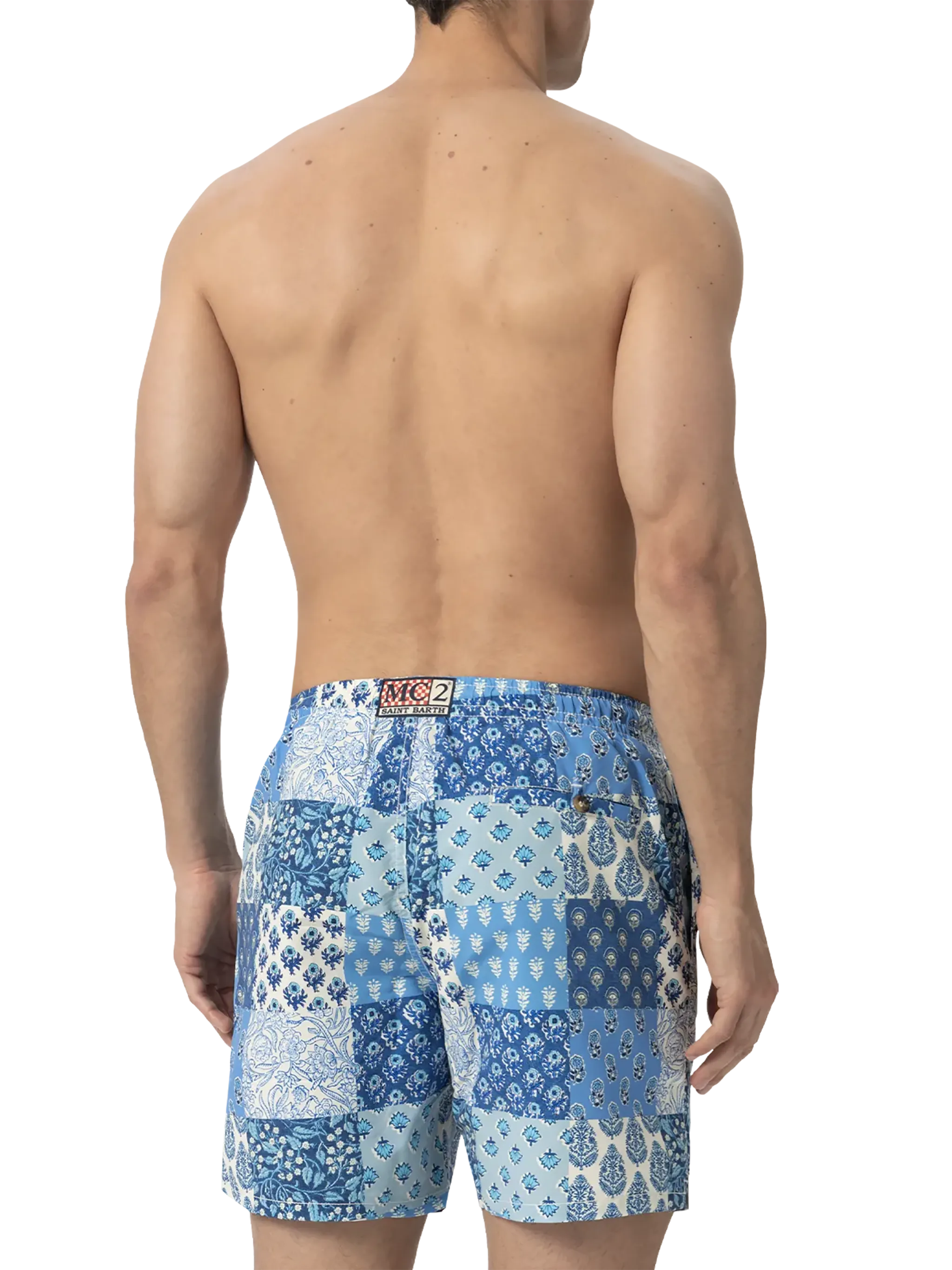 Costume mare lunghezza media Caprese con stampa fiori patch - Image 4