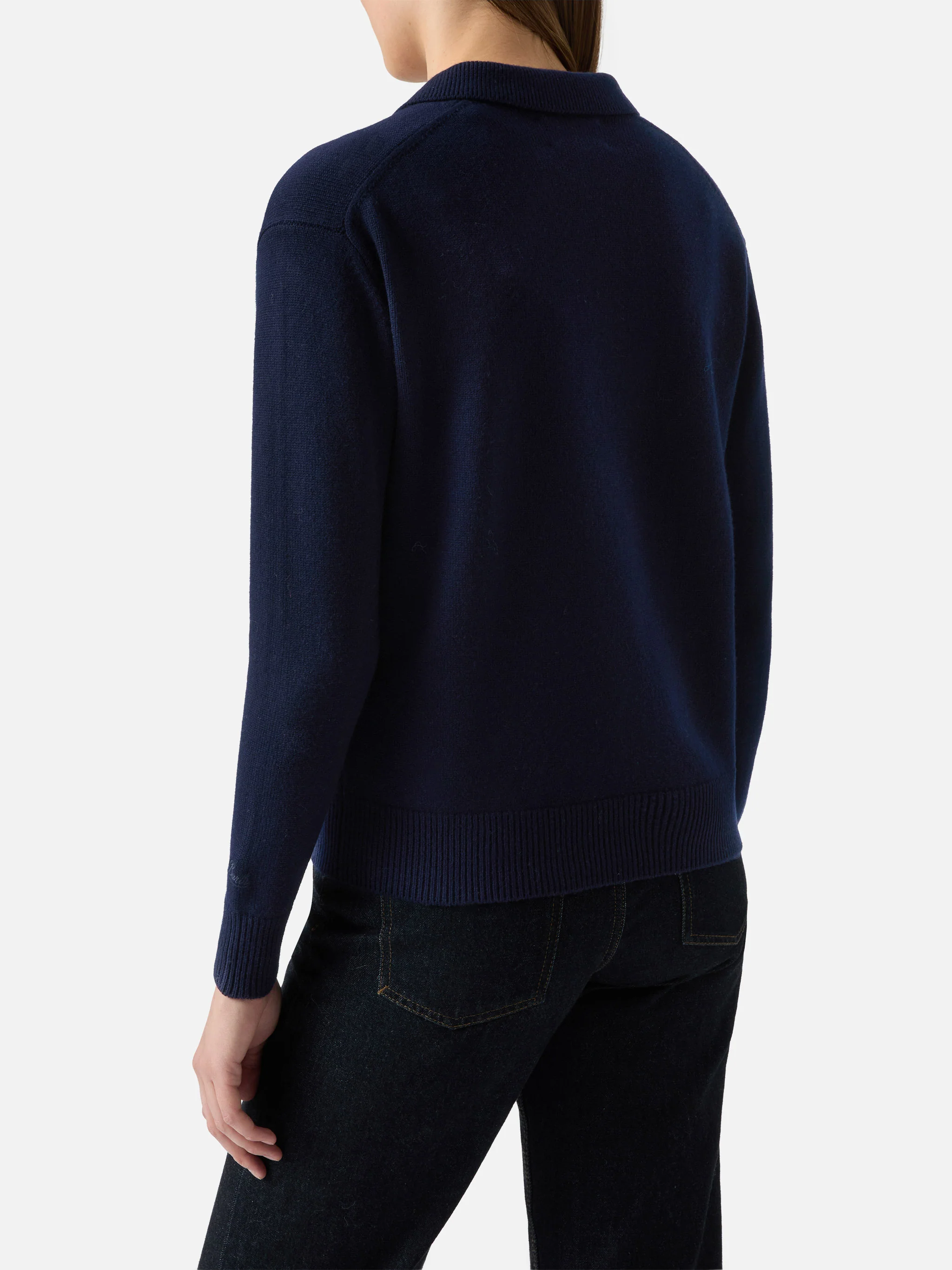 Maglione in lana Eze blu notte con collo a polo - Image 3