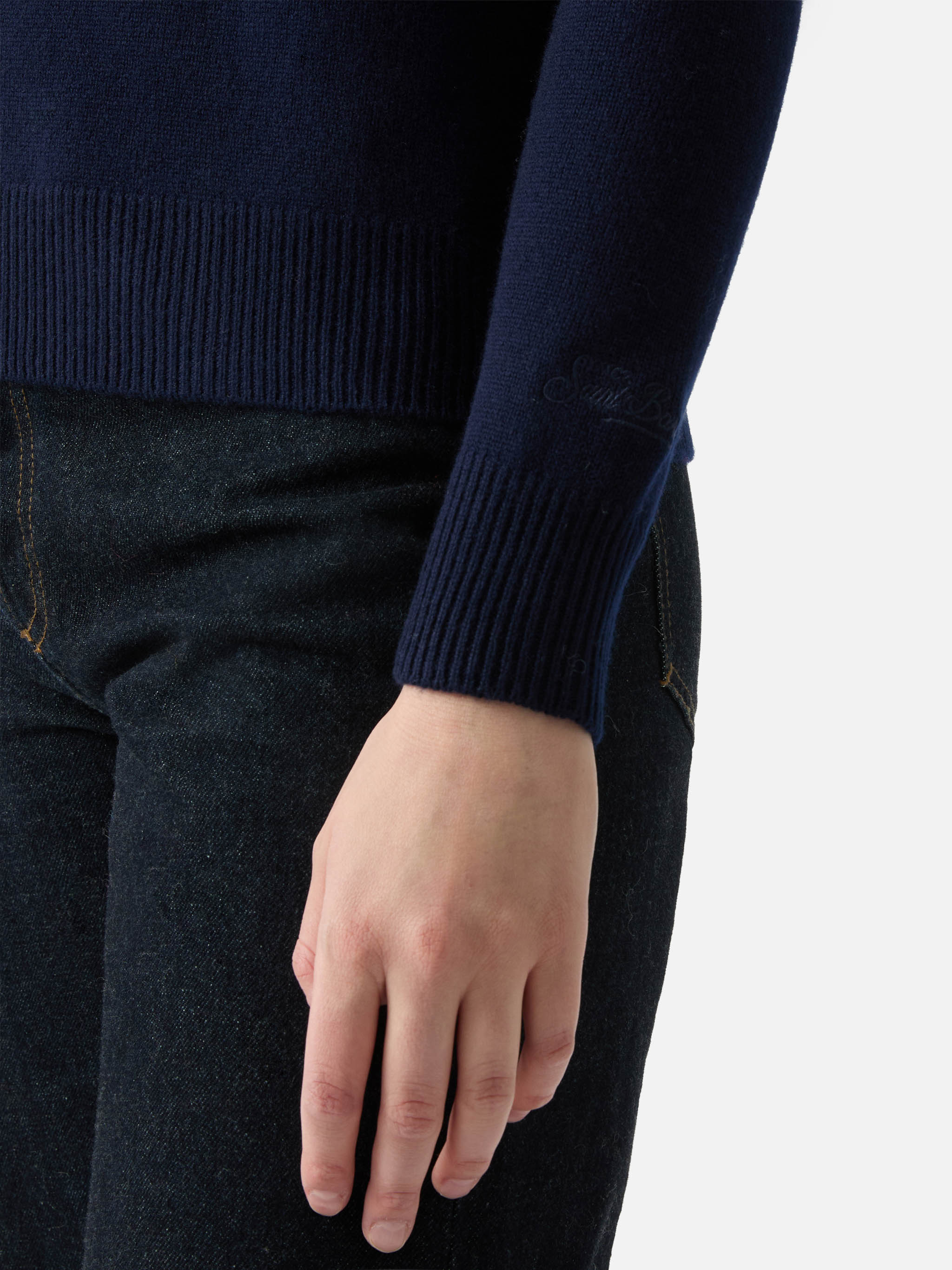 Maglione in lana Eze blu notte con collo a polo - Image 4