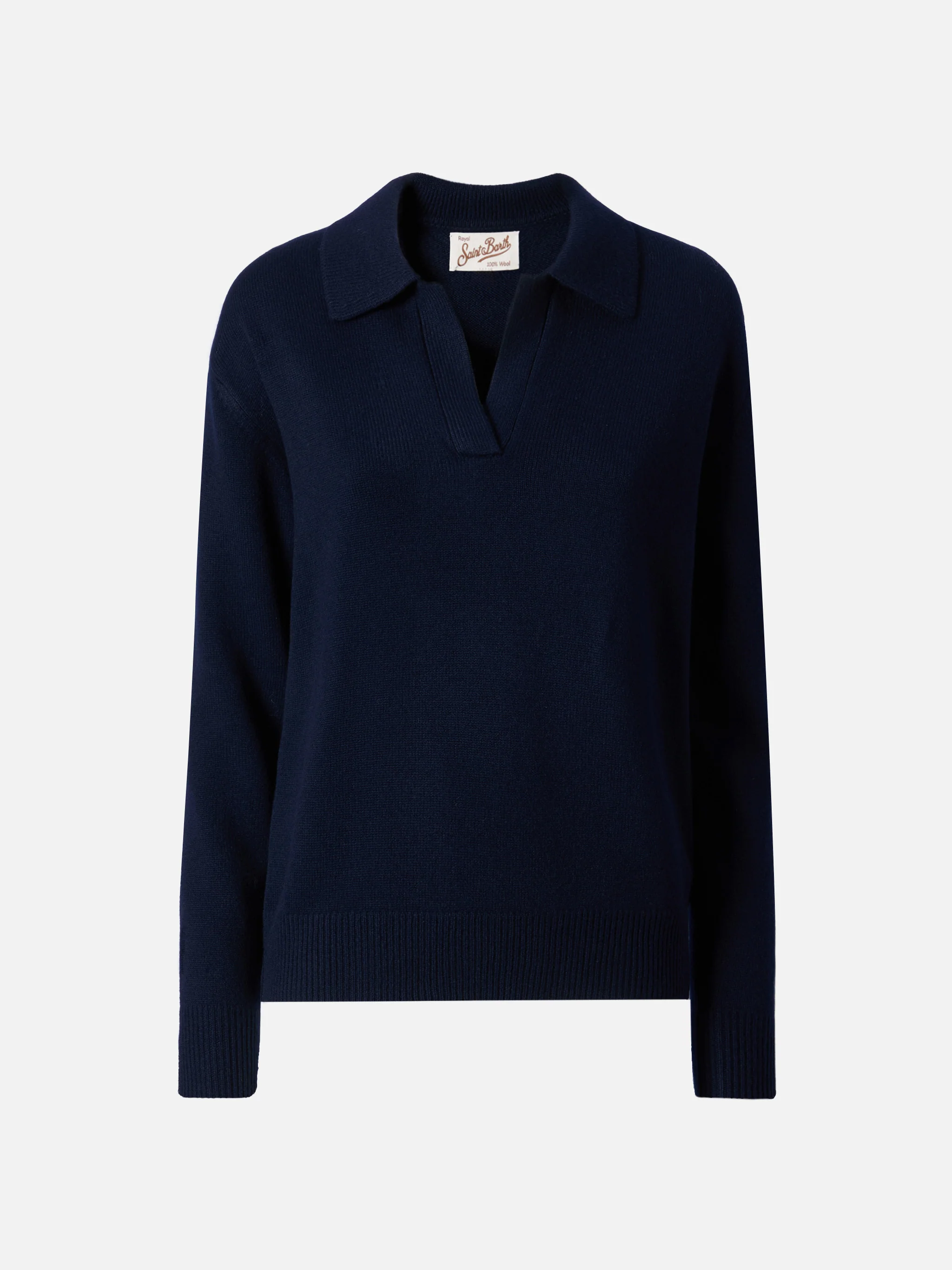 Maglione in lana Eze blu notte con collo a polo - Image 5