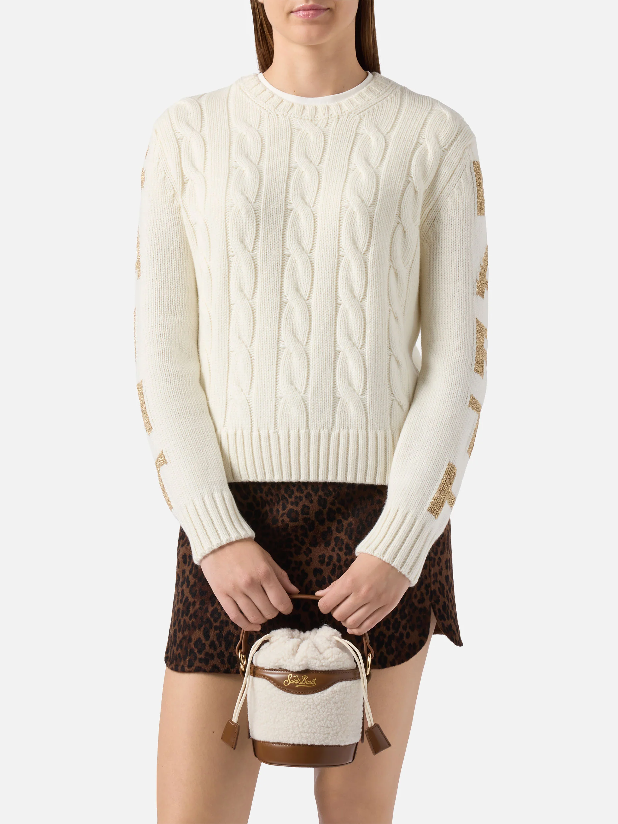 Borsa a secchiello Mila Teddy in sherpa bianco - Image 2