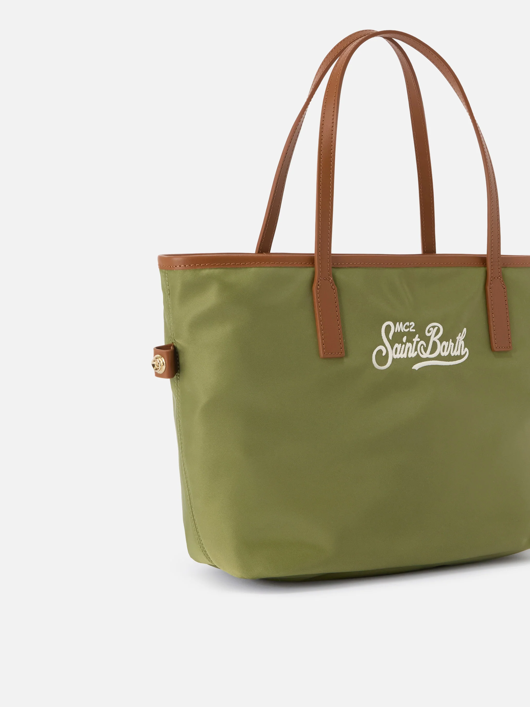 Borsa City medium in nylon verde militare - Image 3