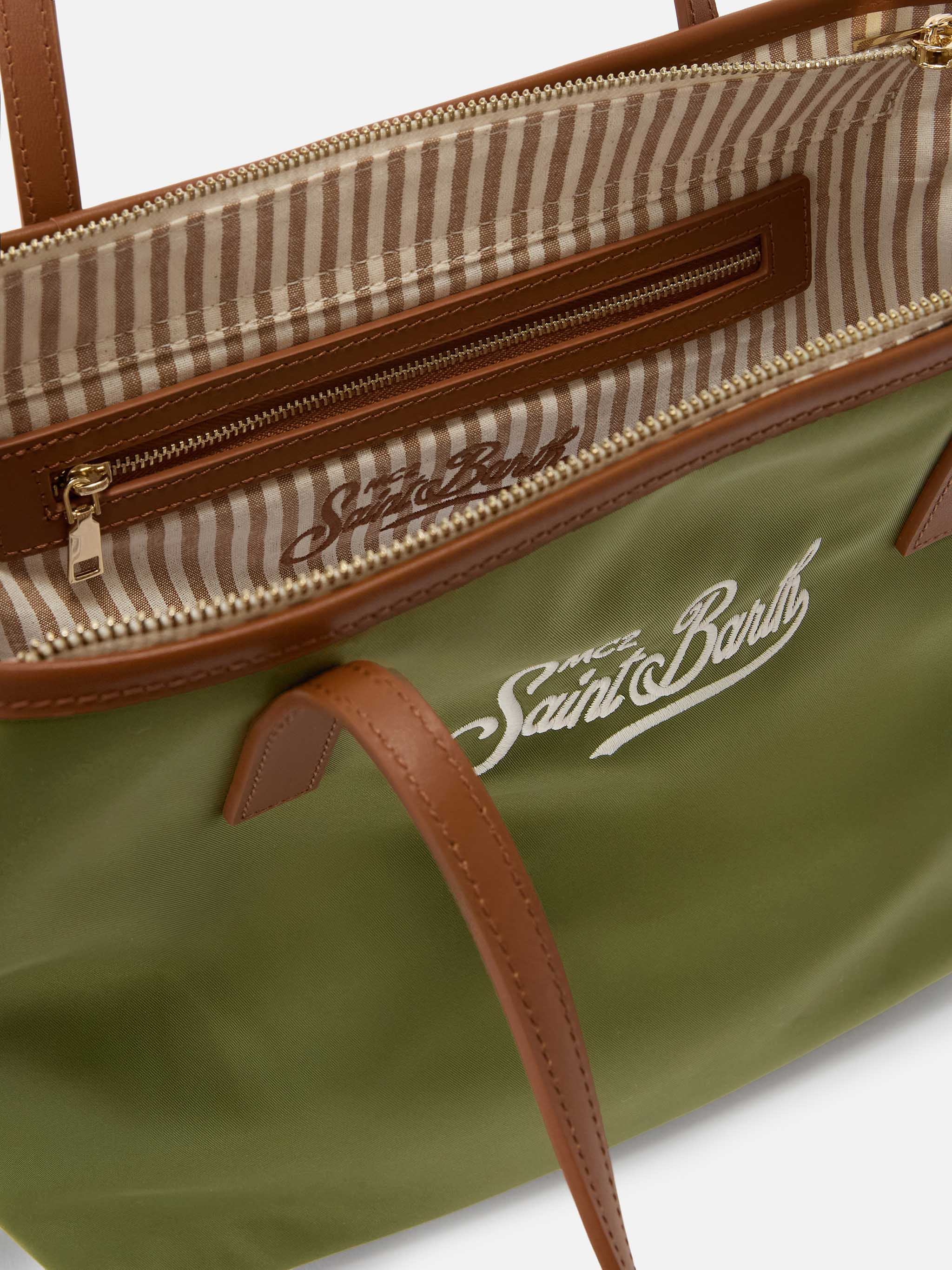 Borsa City medium in nylon verde militare - Image 5