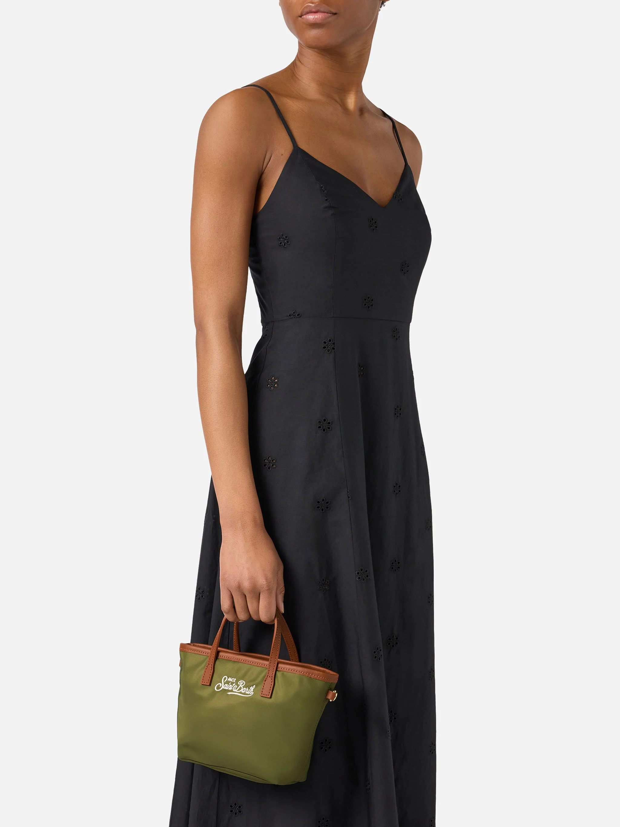 Borsa City mini in nylon verde militare - Image 2