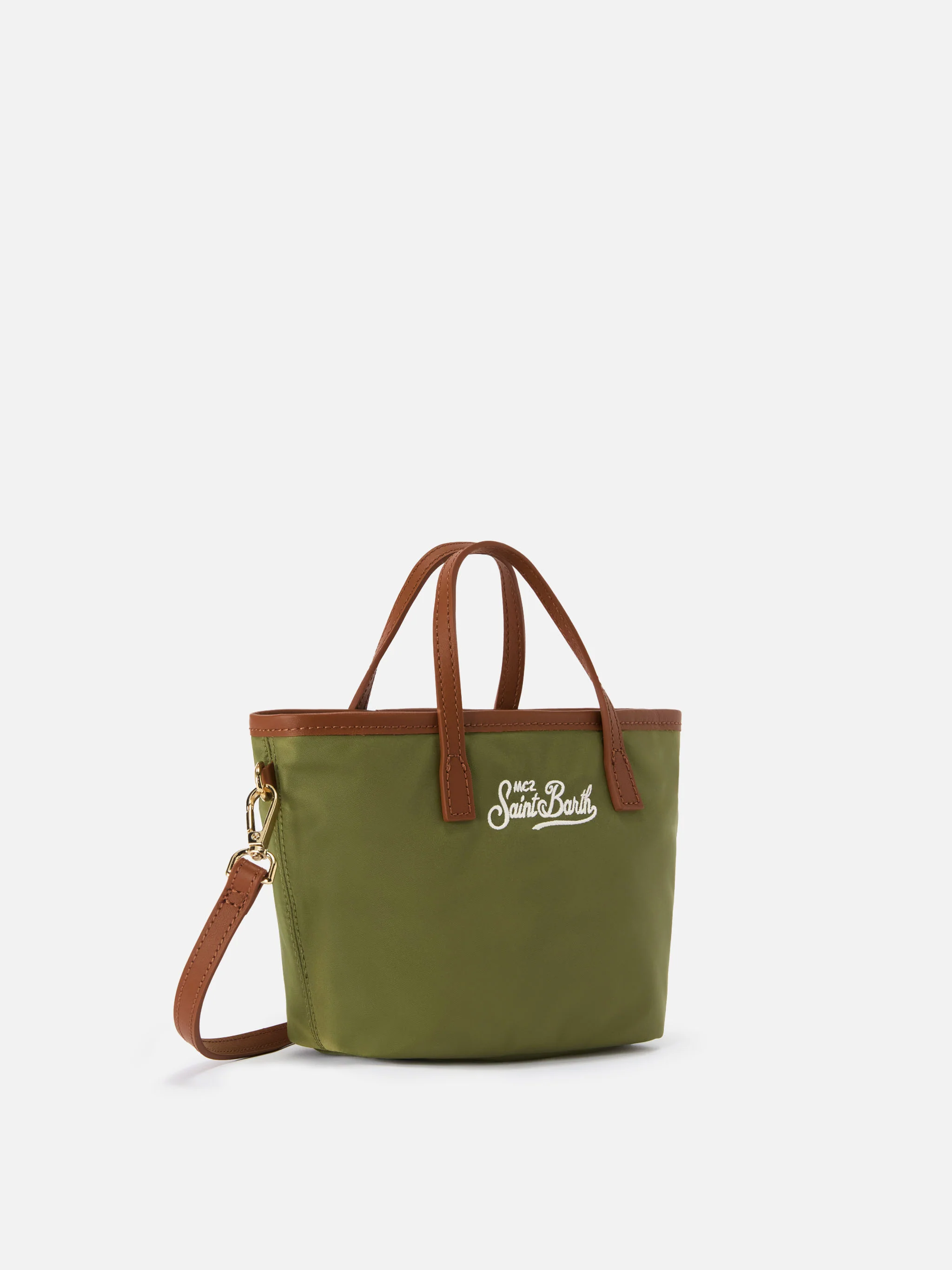 Borsa City mini in nylon verde militare - Image 3