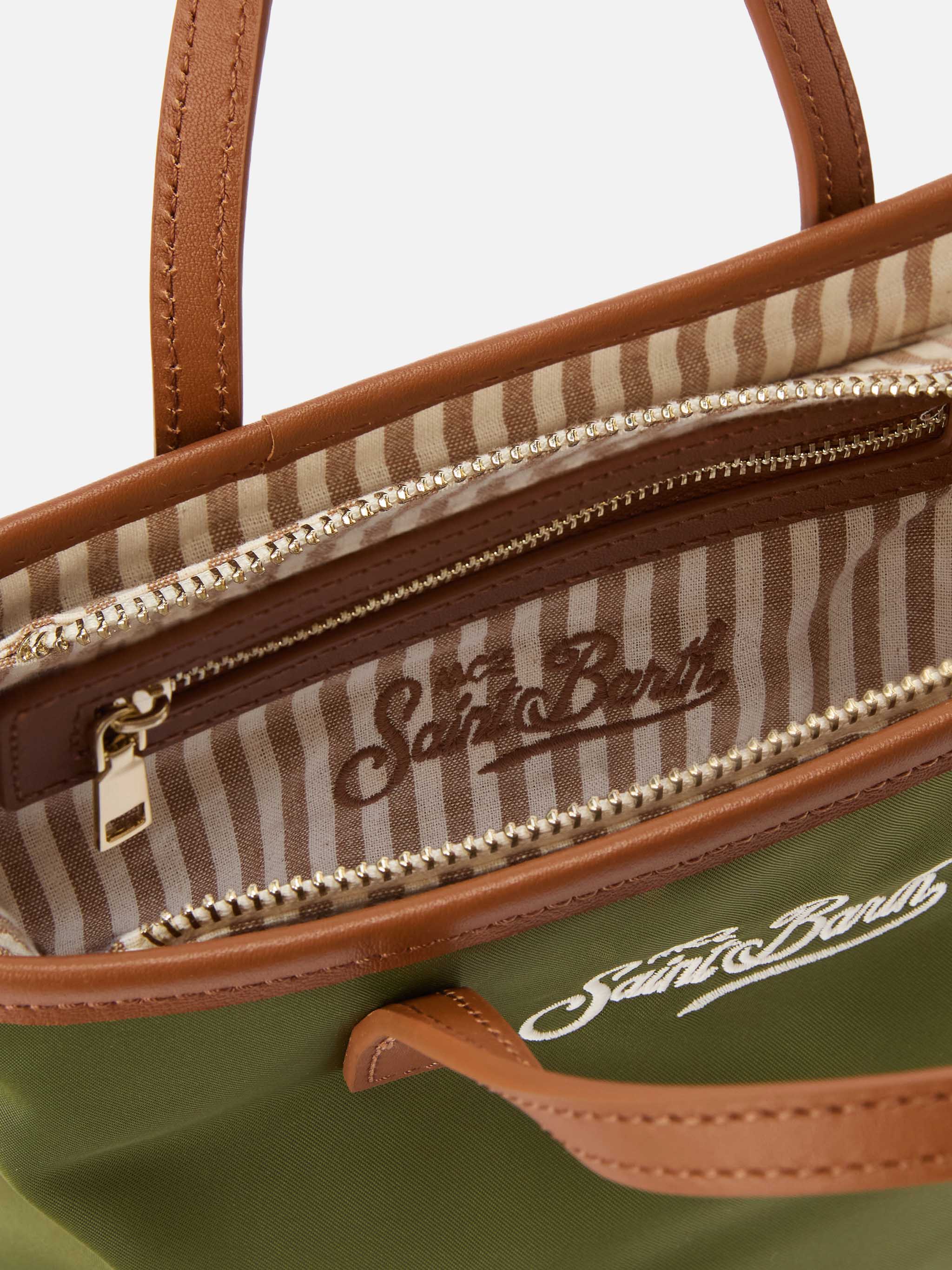 Borsa City mini in nylon verde militare - Image 5