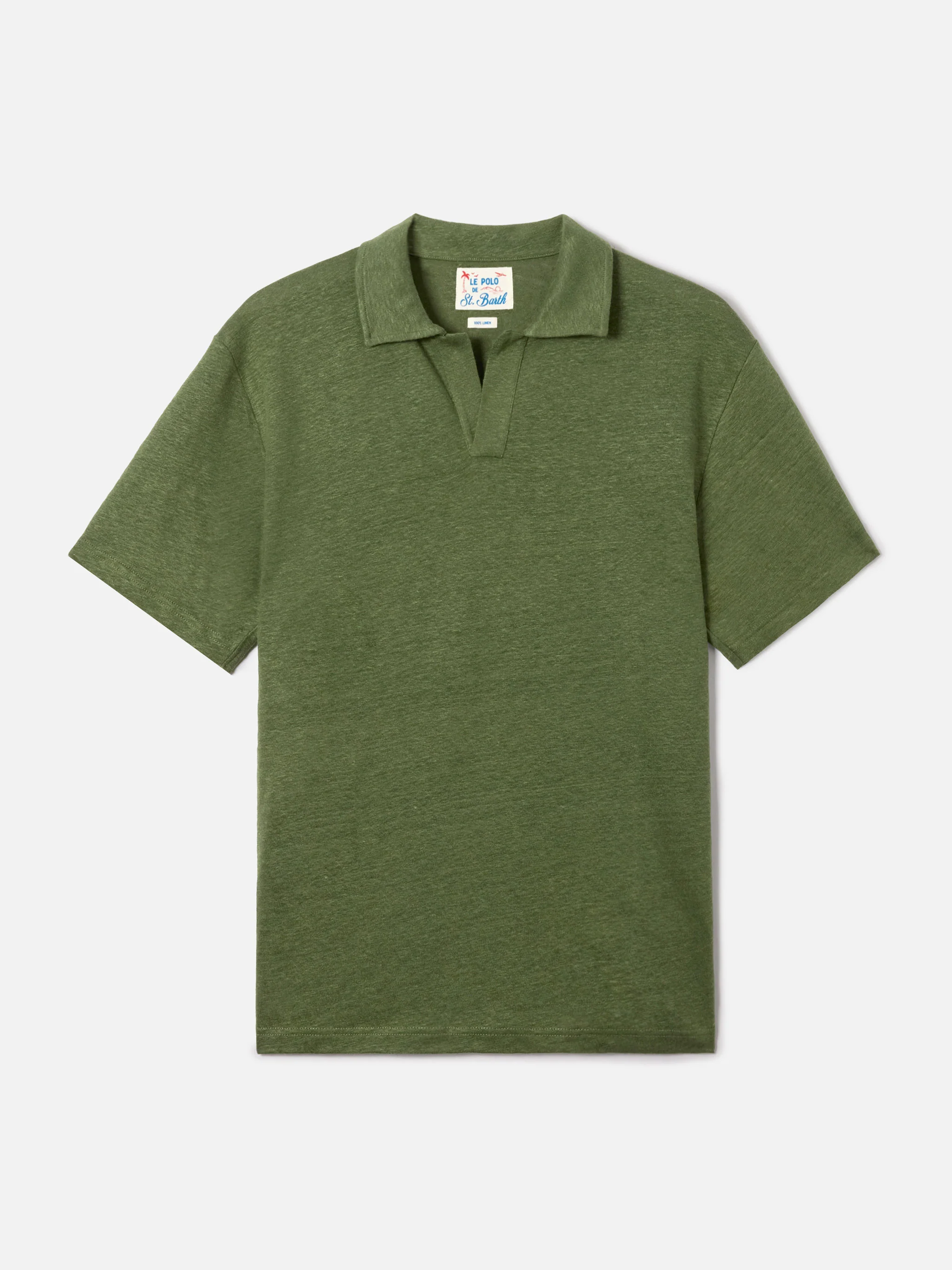 Polo Fraser in puro lino verde militare - Image 4