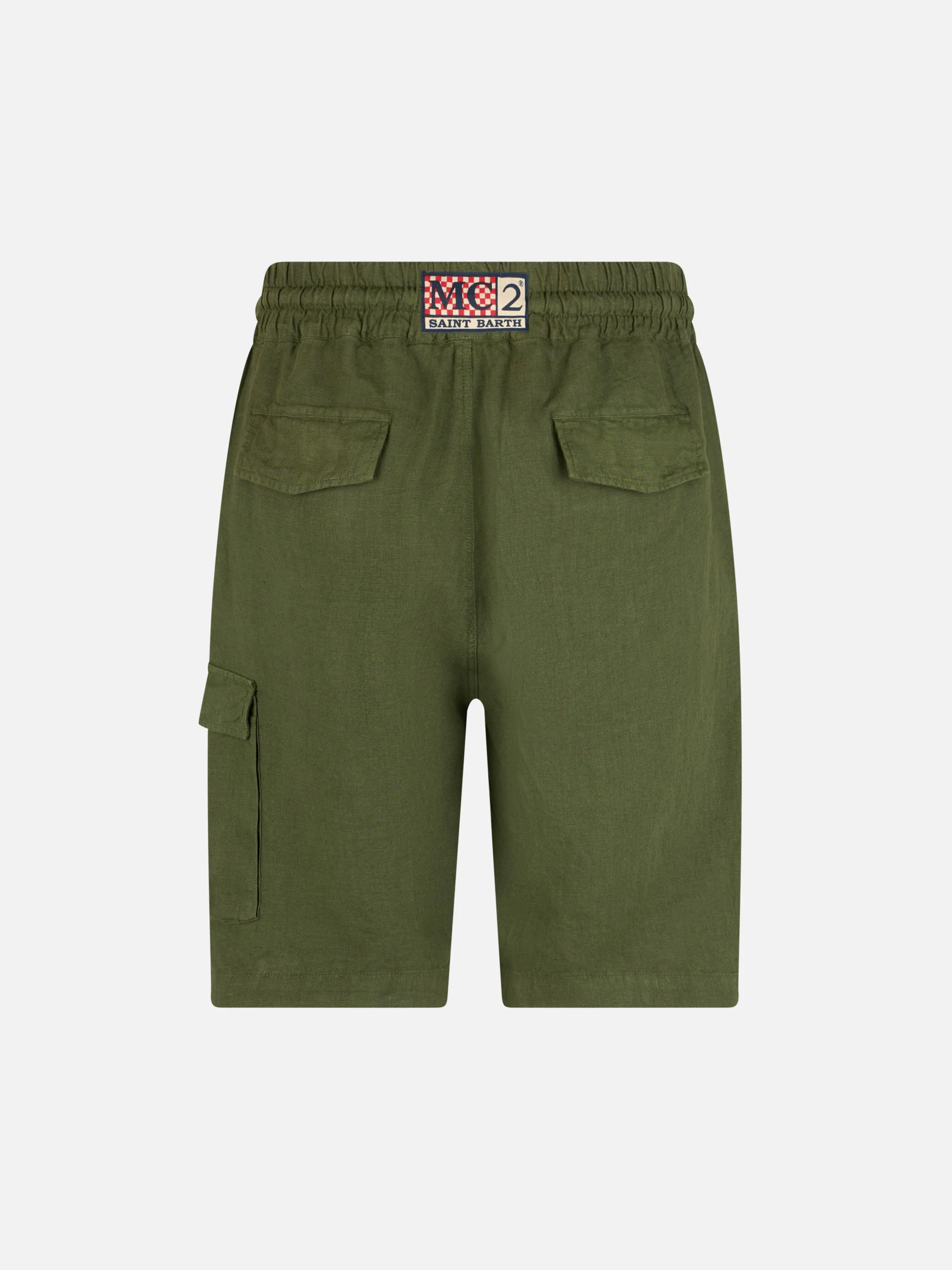 Bermuda Marseille in lino verde militare - Image 5