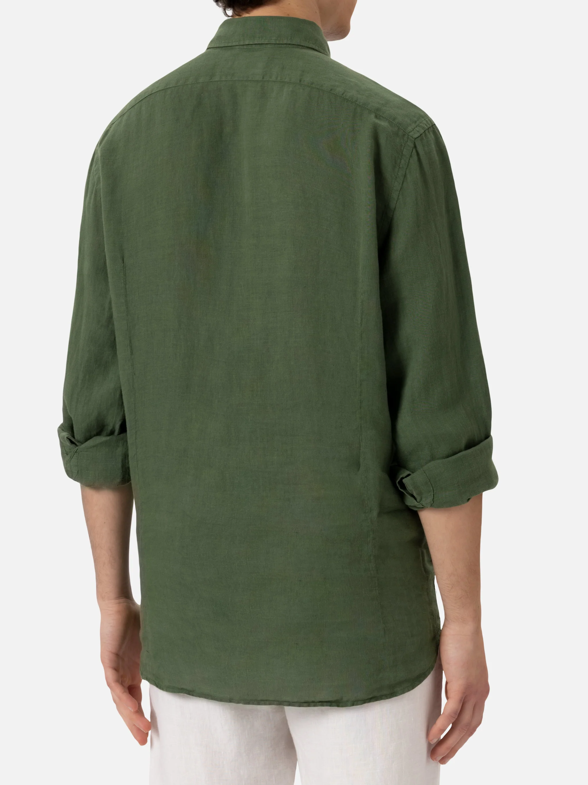 Camicia Pamplona in lino verde militare - Image 3