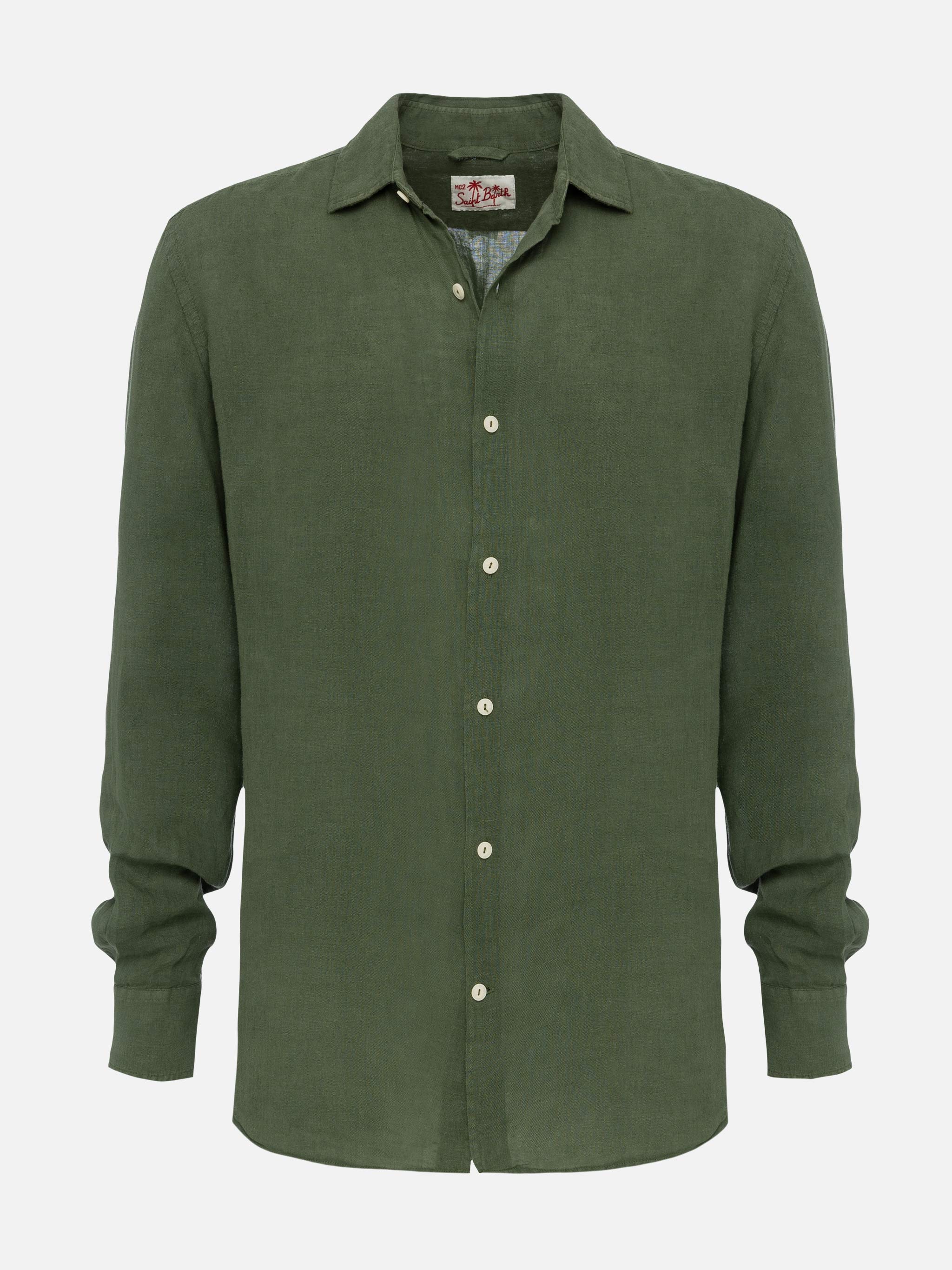 Camicia Pamplona in lino verde militare - Image 4