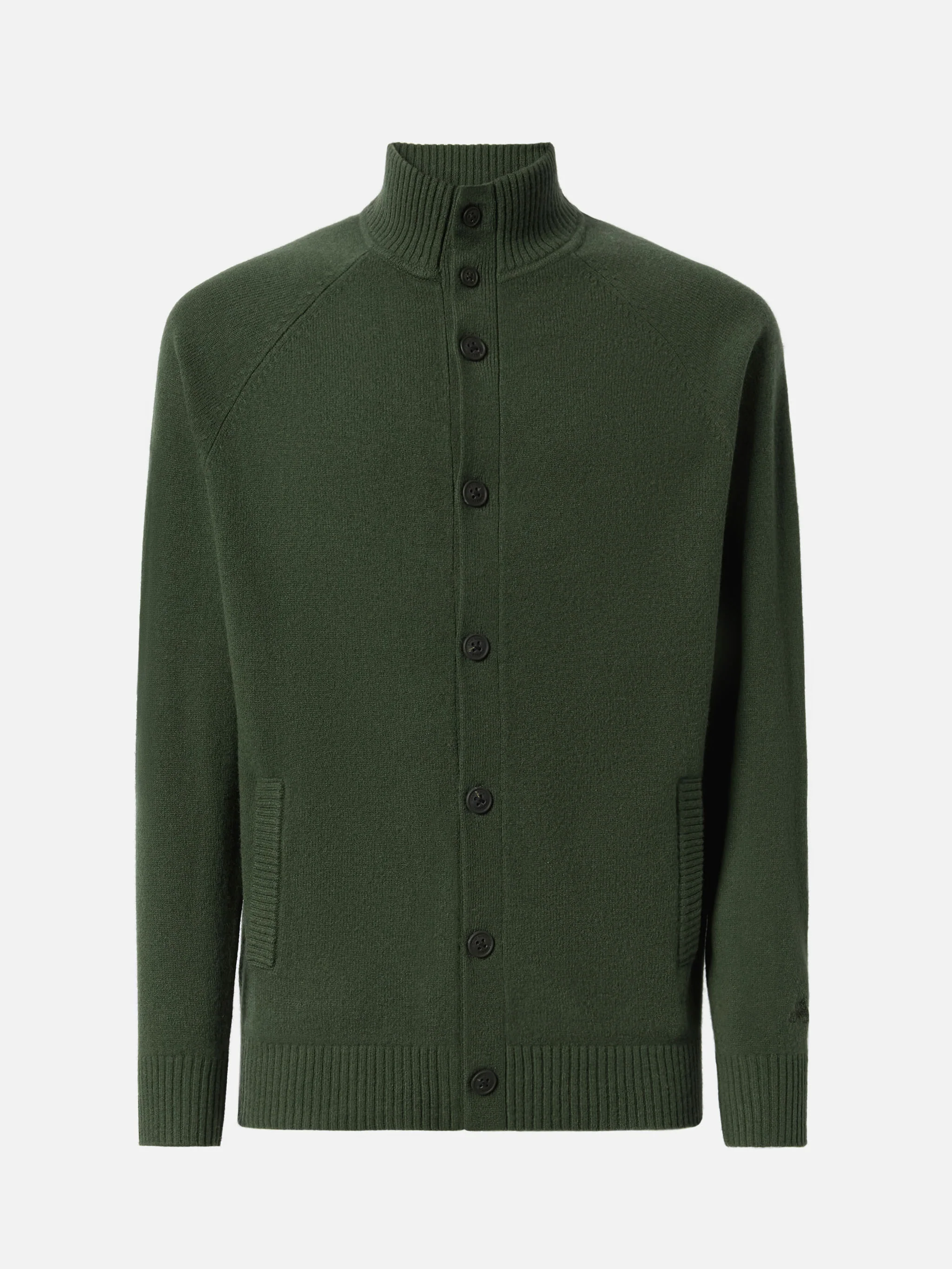 Cardigan Galway in 100% lambswool verde militare - Image 5
