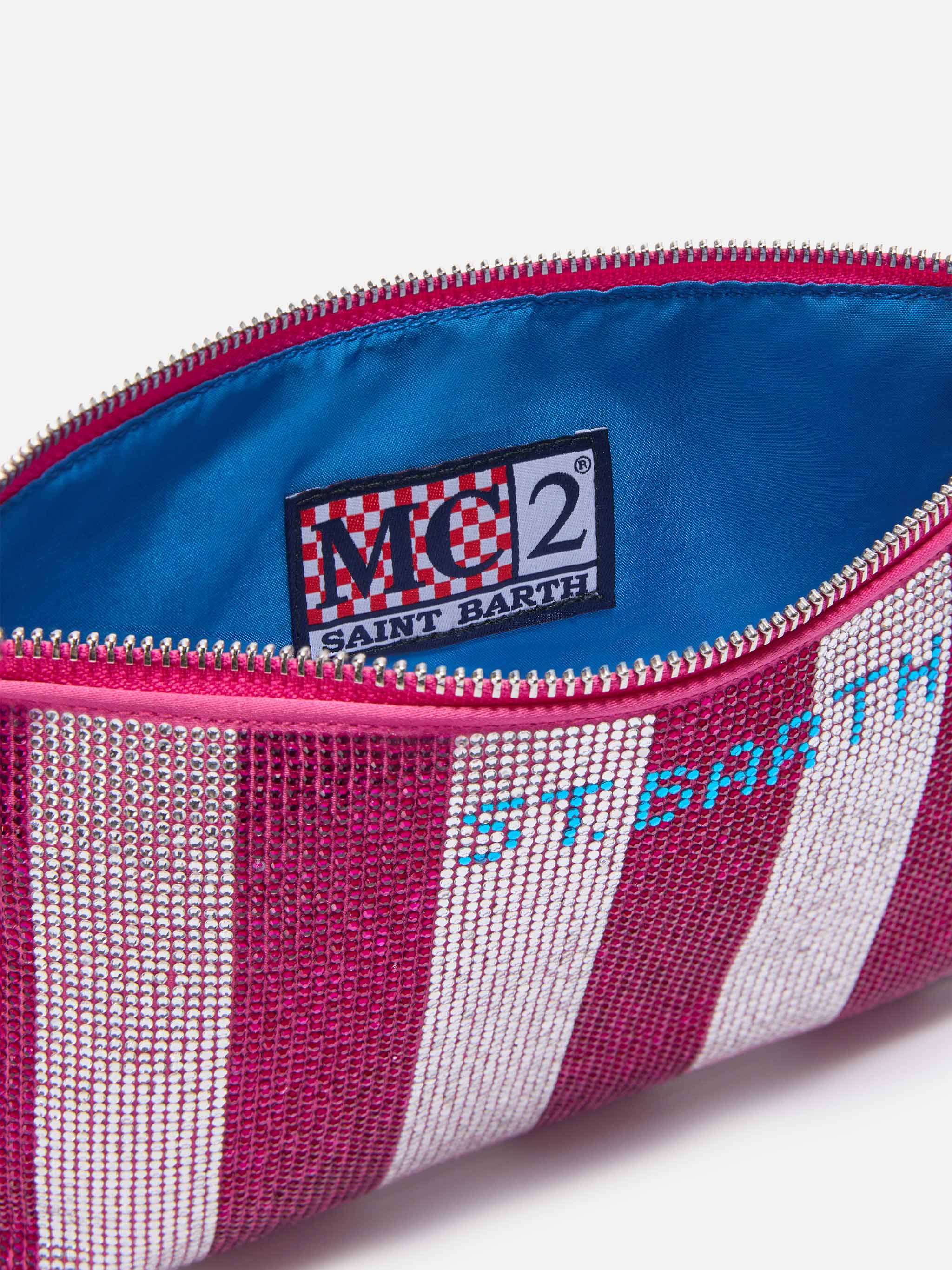 Mini Bag Strassy con strass rosa e argento - Image 5