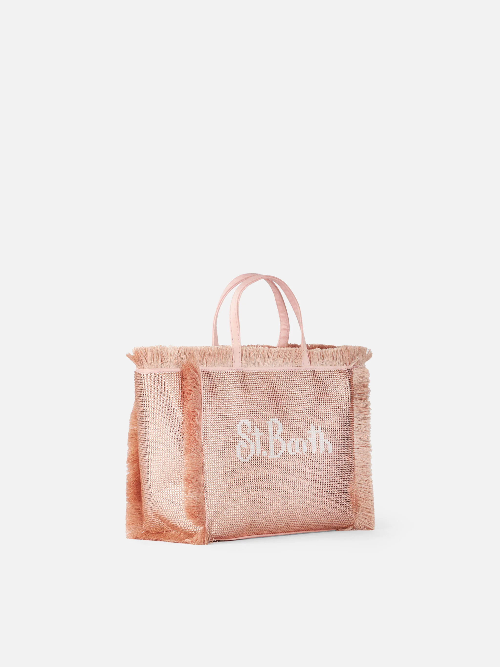 Borsa Mini Vanity con frange e strass rose gold - Image 3