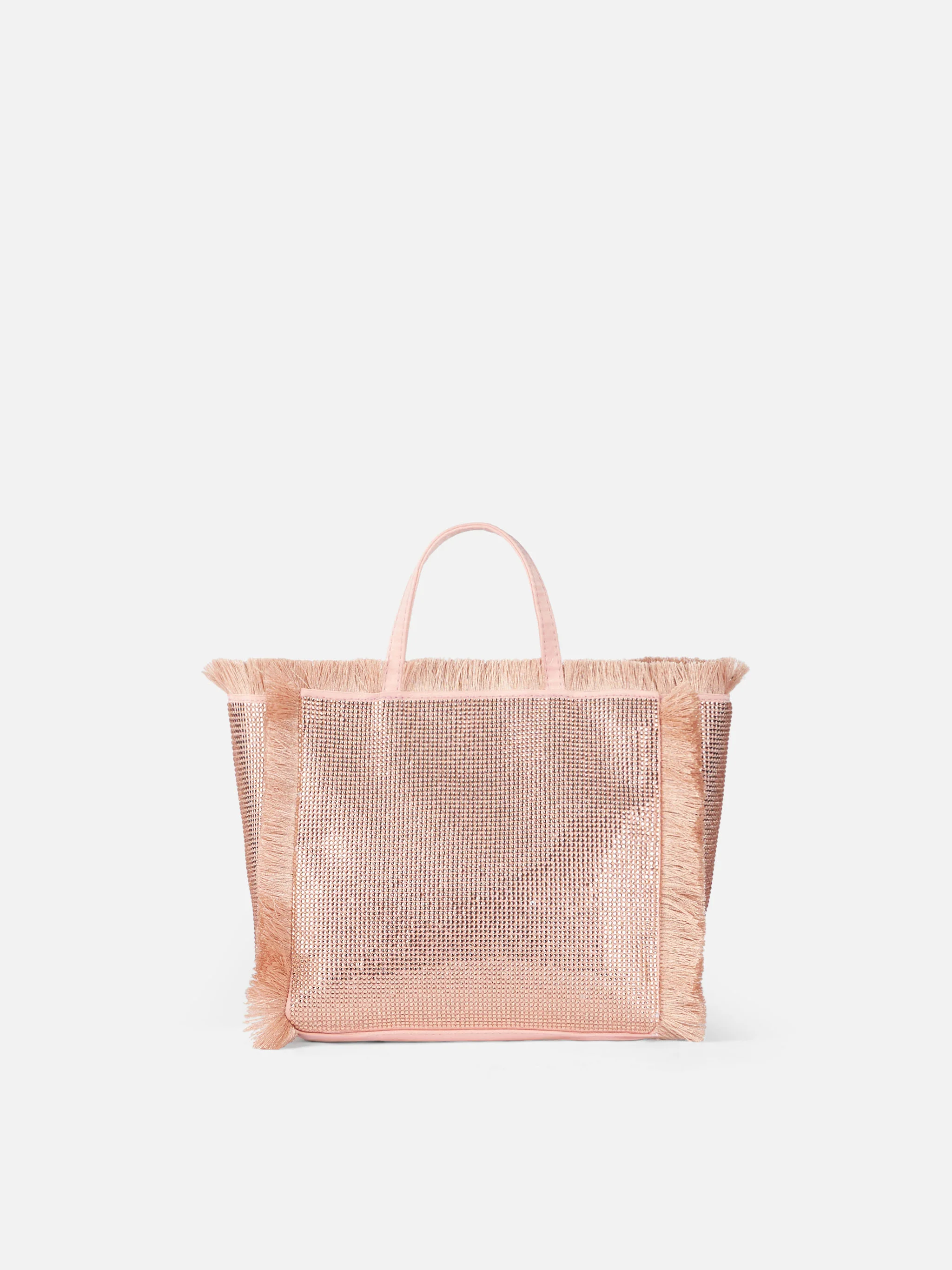 Borsa Mini Vanity con frange e strass rose gold - Image 4