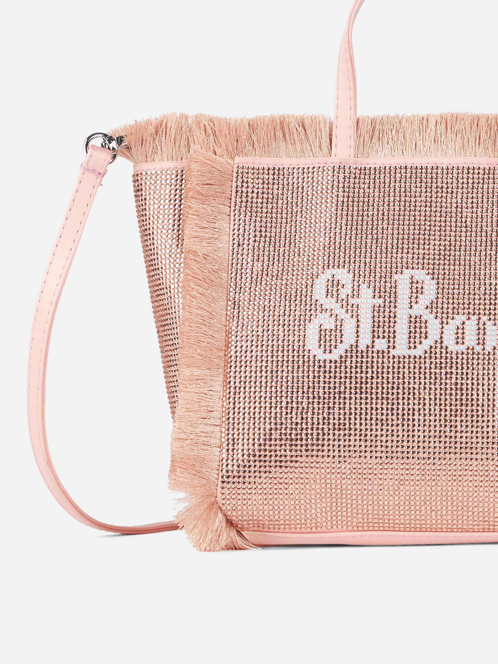 Borsa Mini Vanity con frange e strass rose gold - Image 5